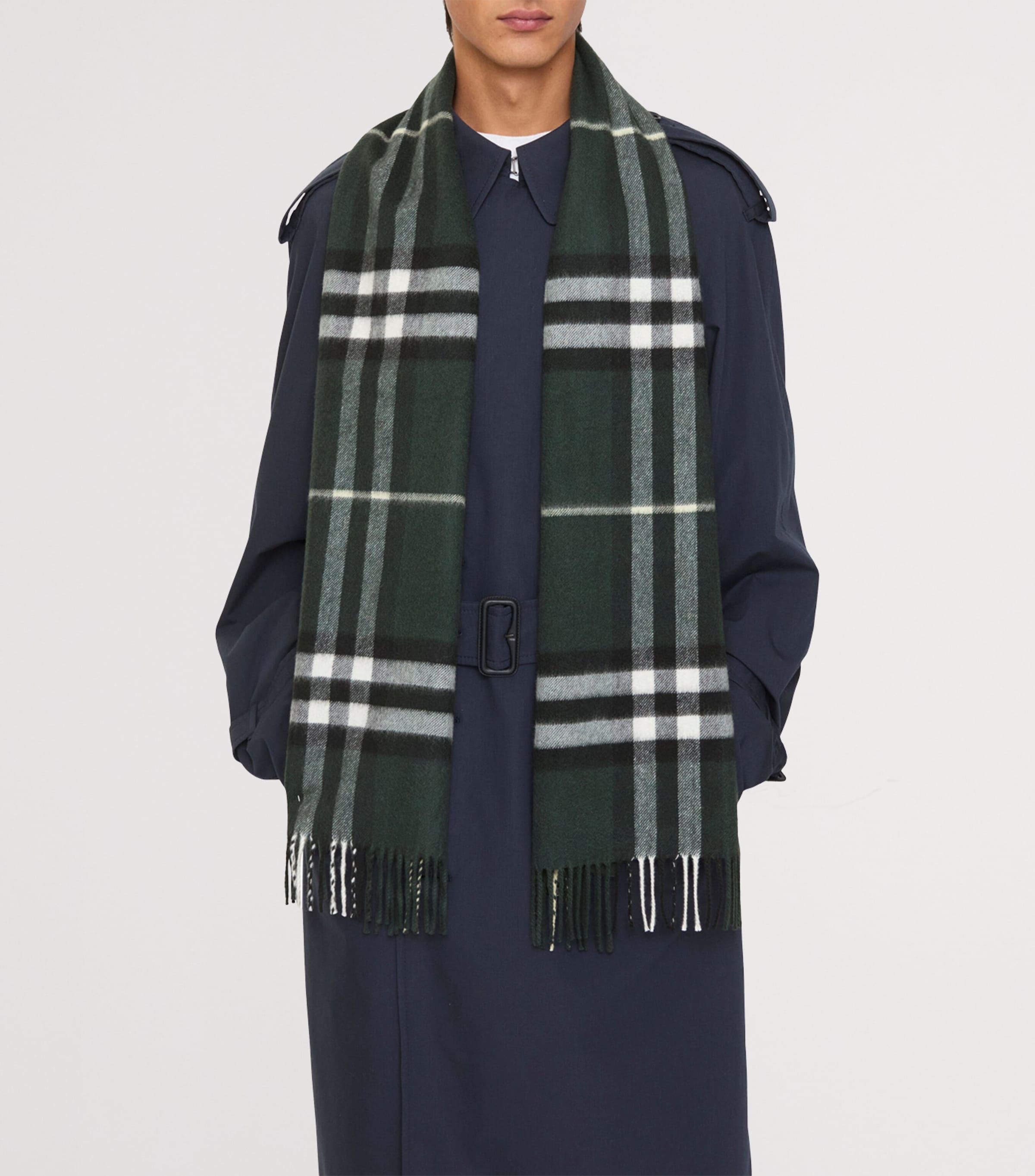 Cashmere Check Scarf ANCHOR GREEN Image 4