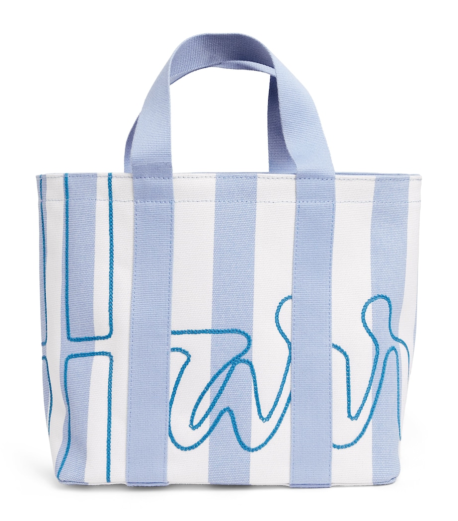 Mini Cotton Stripe Logo Tote Bag BLUE Image 1