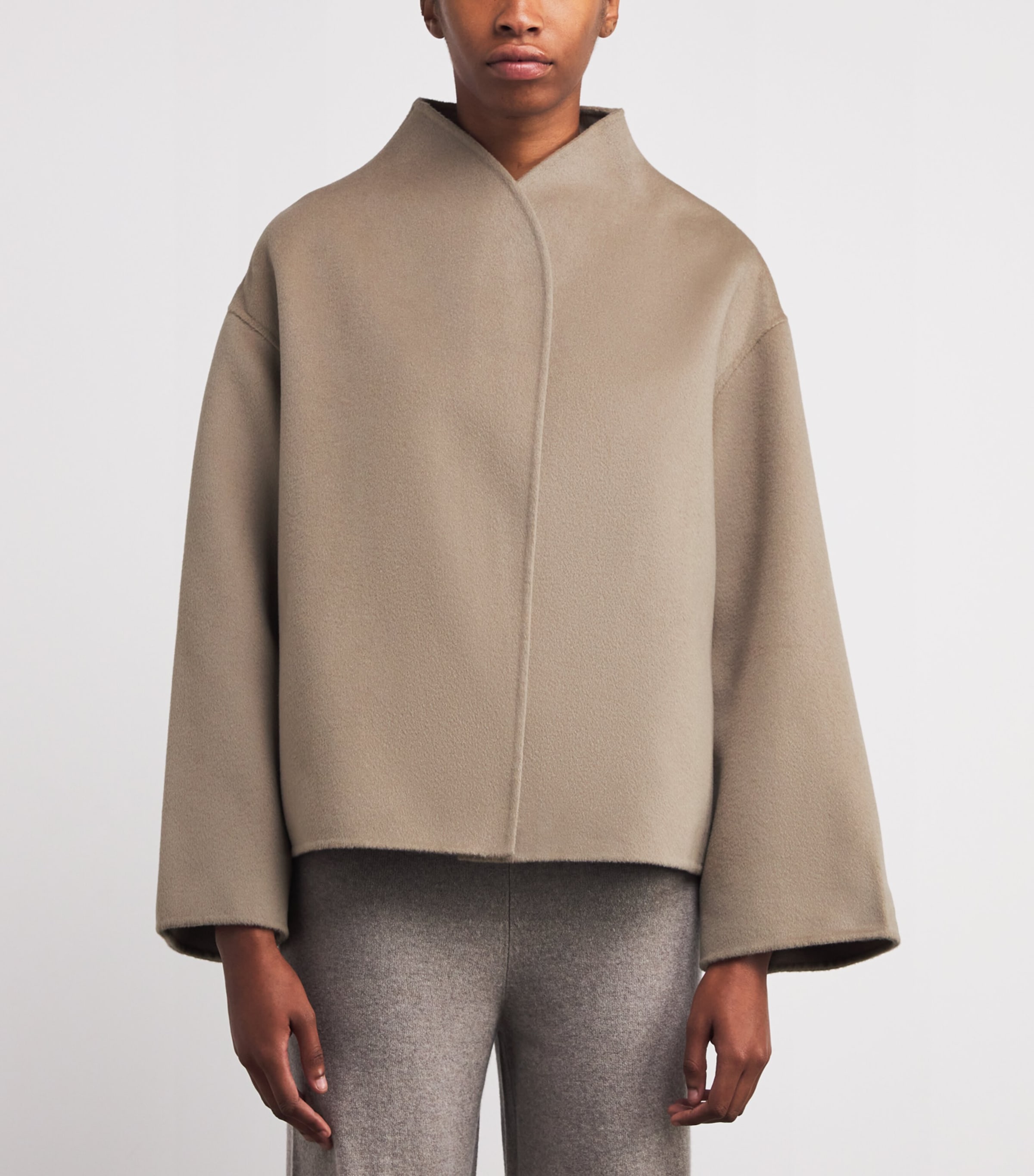 Wool-Cashmere Short Jacket DARK SAND Image 3