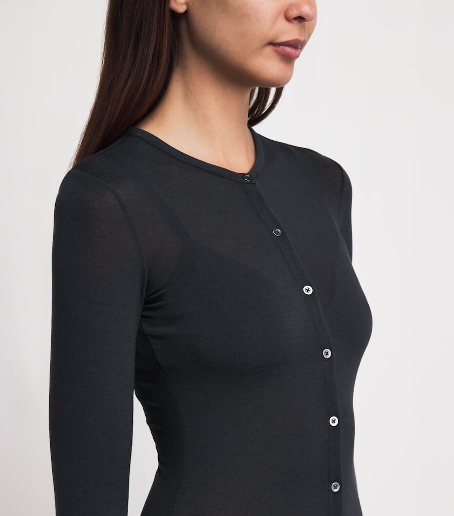 Skims Womens Sheer Modal Cardigan Onyx Image 3