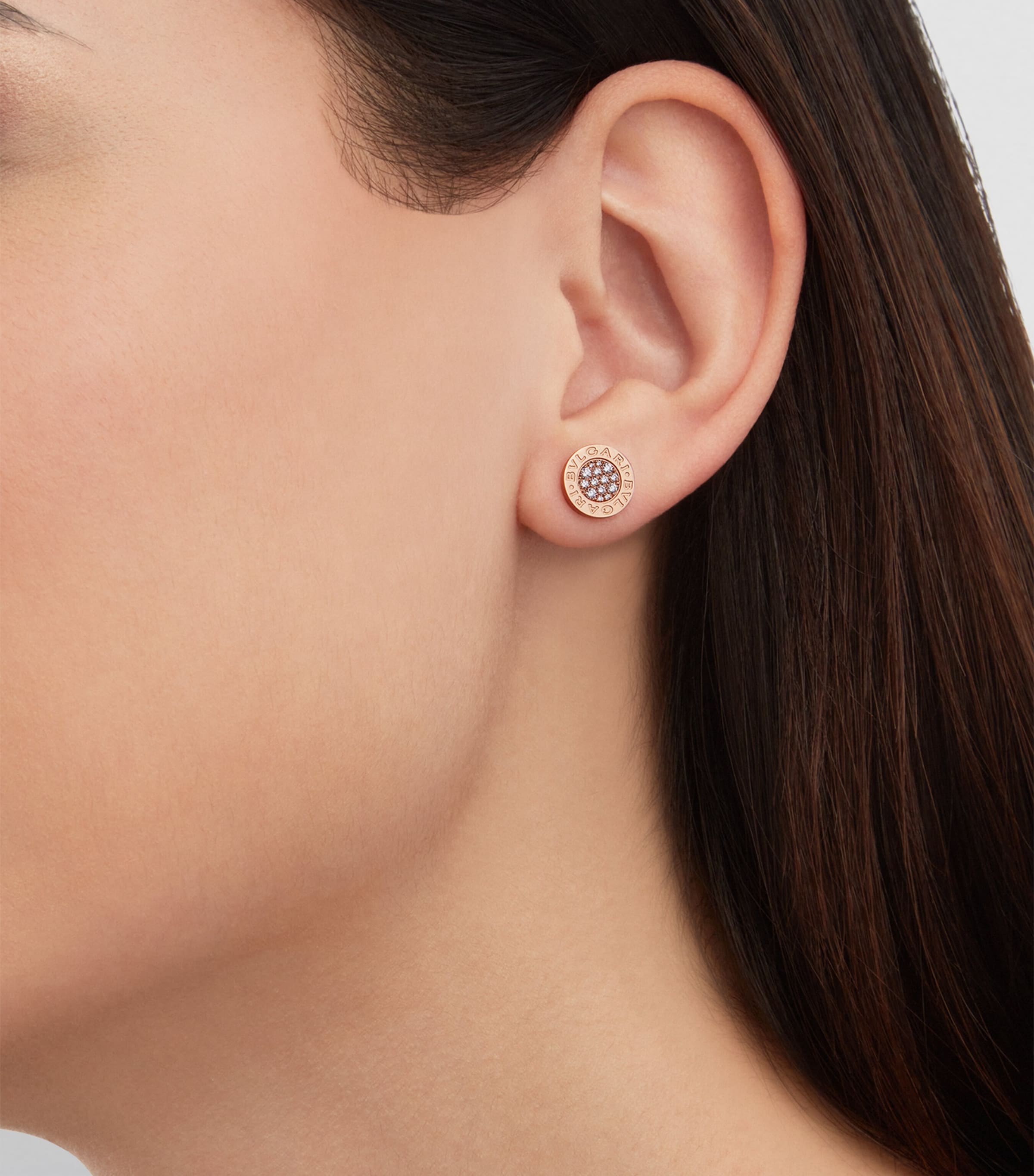 Rose Gold and Diamond BVLGARI BVLGARI Single Stud Earring PINK GOLD Image 5
