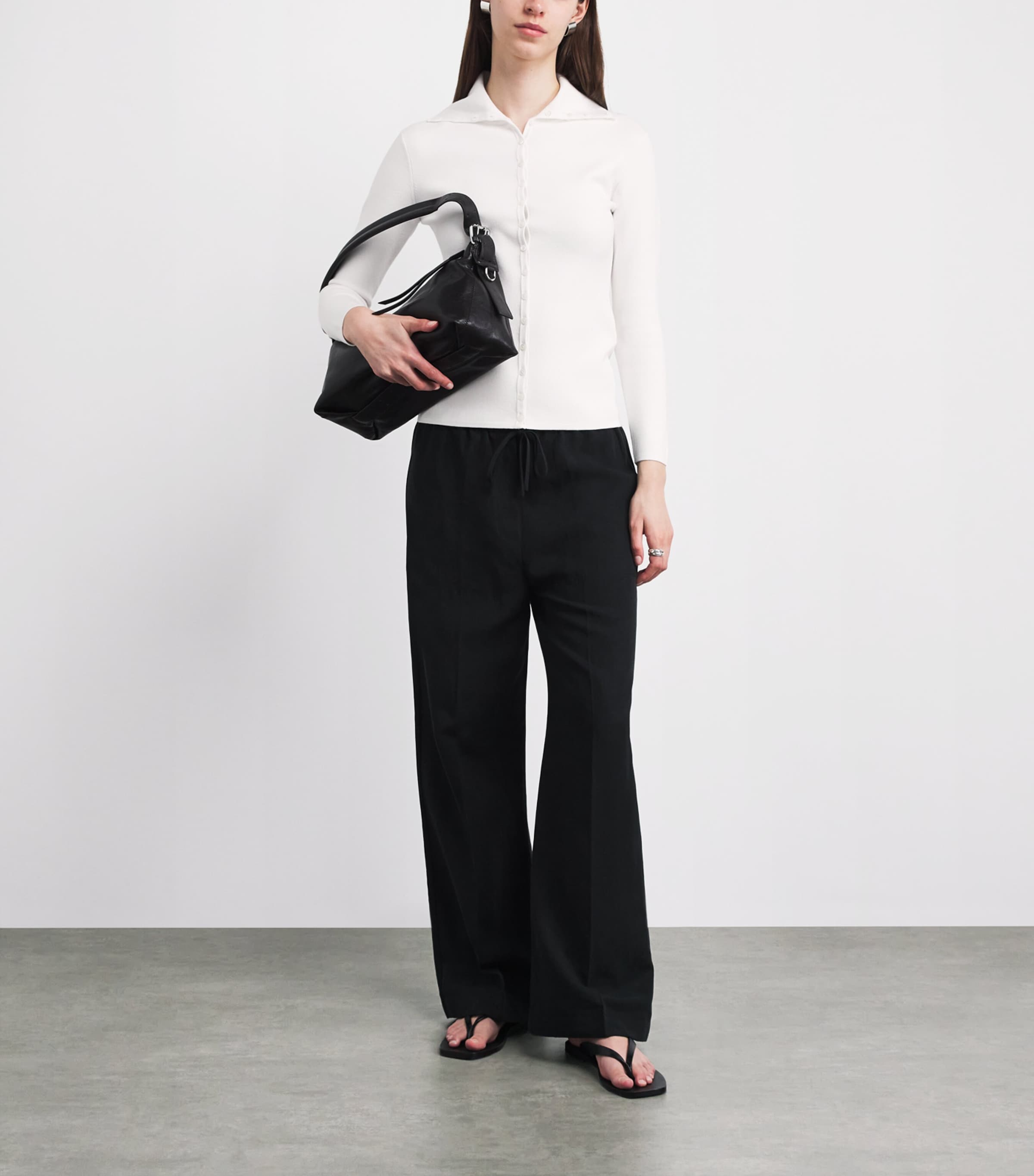 Toteme Womens Fitted Polo Cardigan Off White Image 2