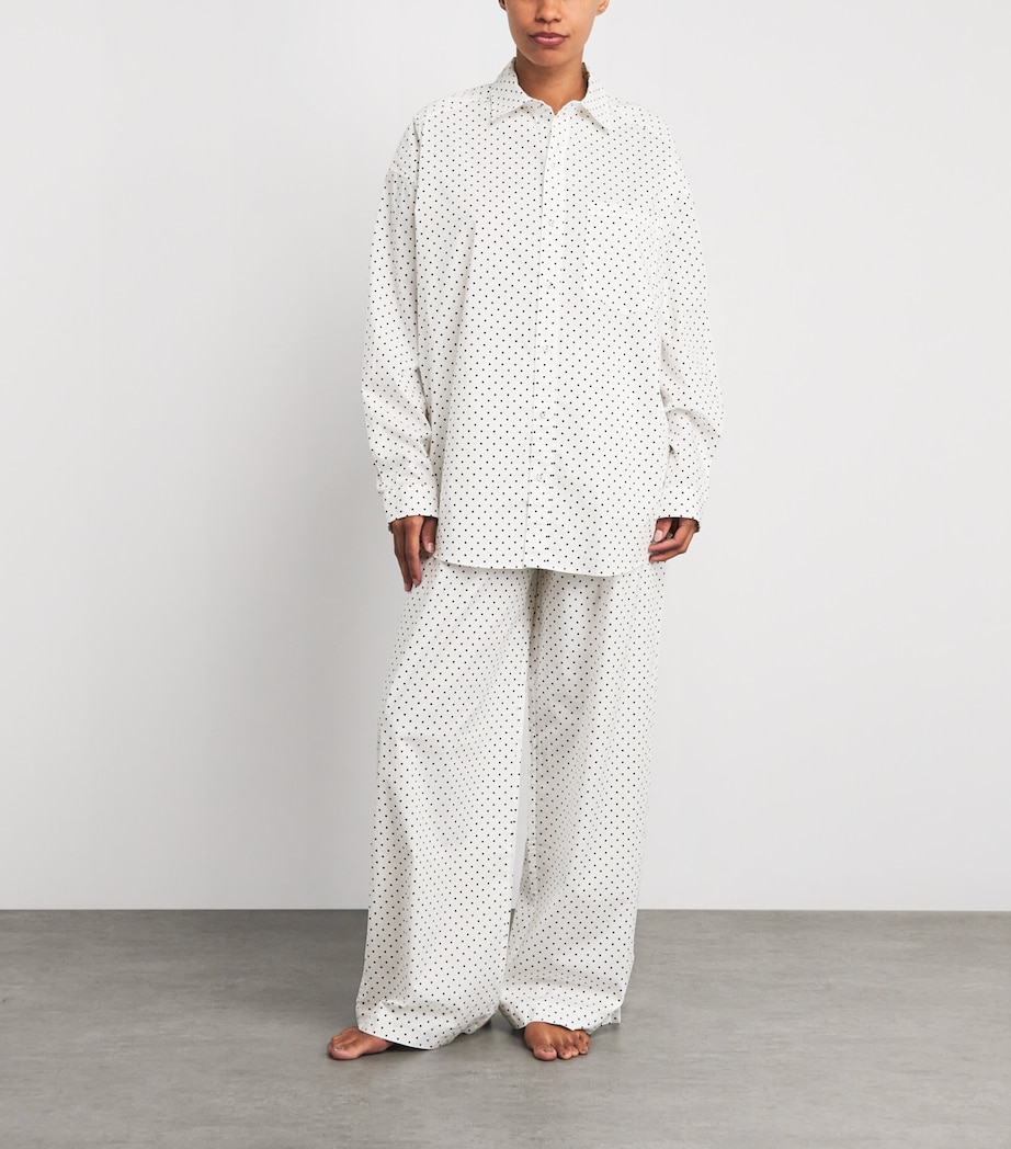Skims Womens Cotton-Blend Polka-Dot Long-Sleeve Pyjama Set Onyx Dot Print Image 2