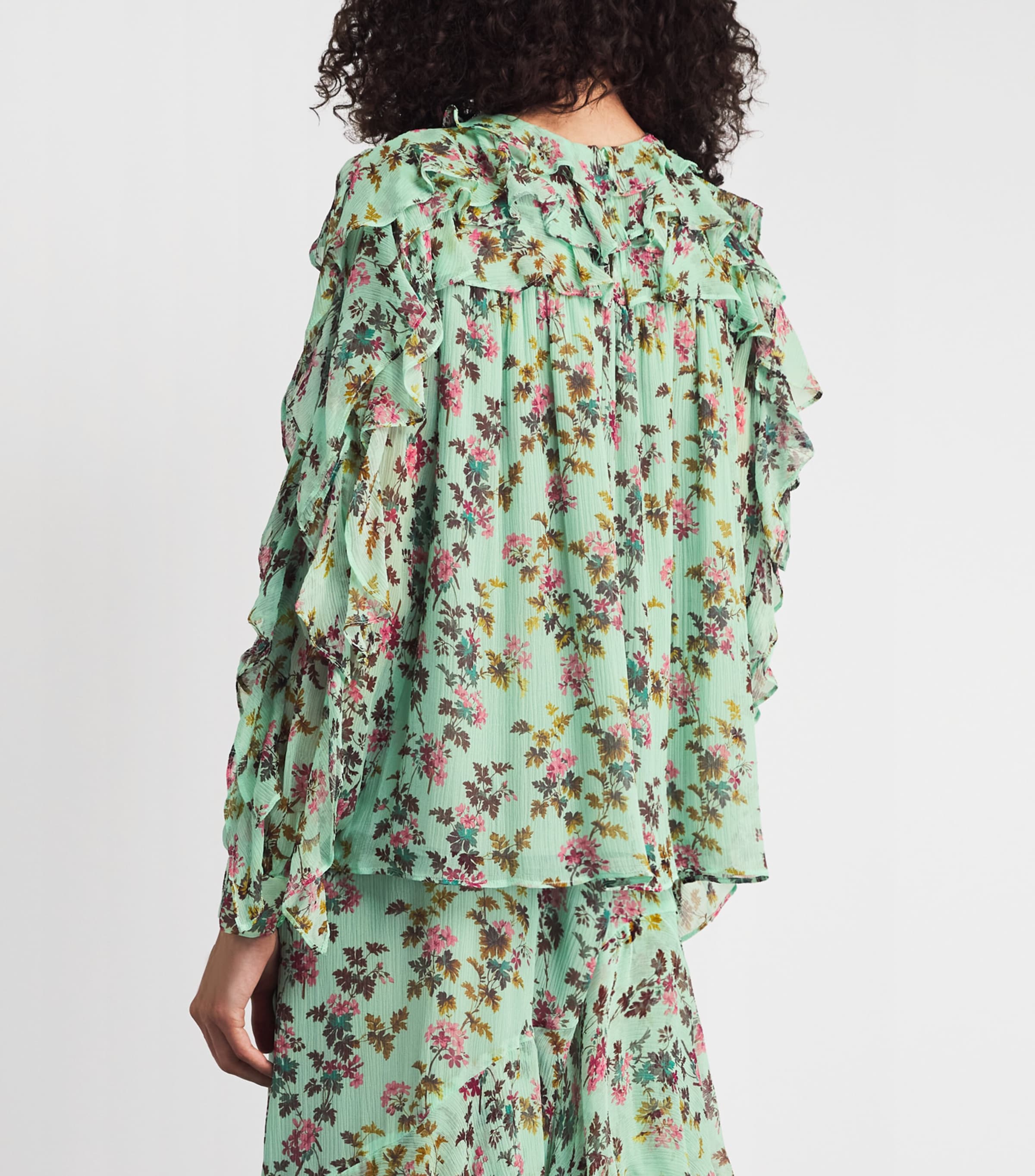 Ulla Johnson Womens Silk Ruffled Willow Blouse Opaline Image 5