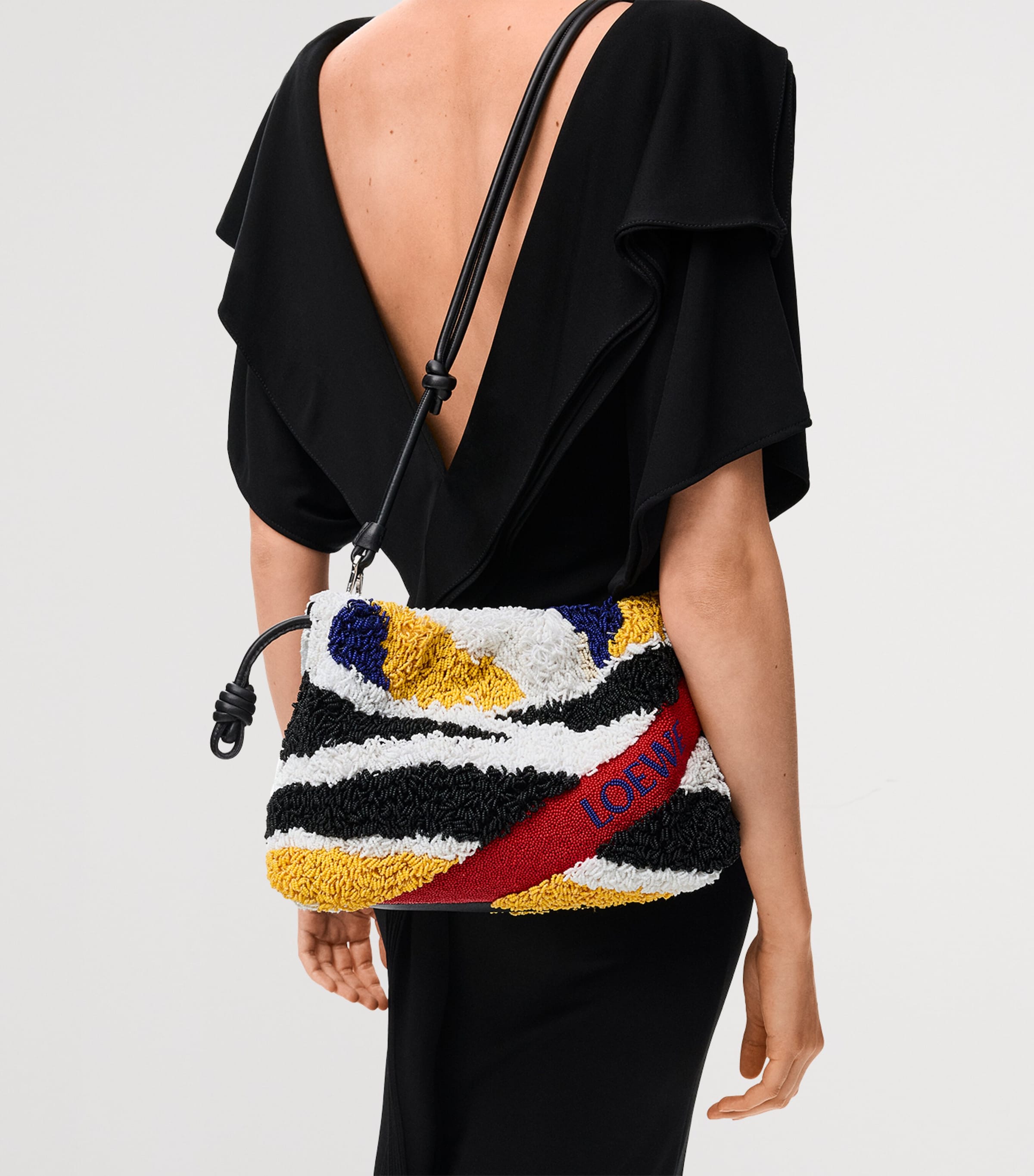 LOEWE Medium Bead-Embellished Flamenco Purse Black/multicolor Image 2