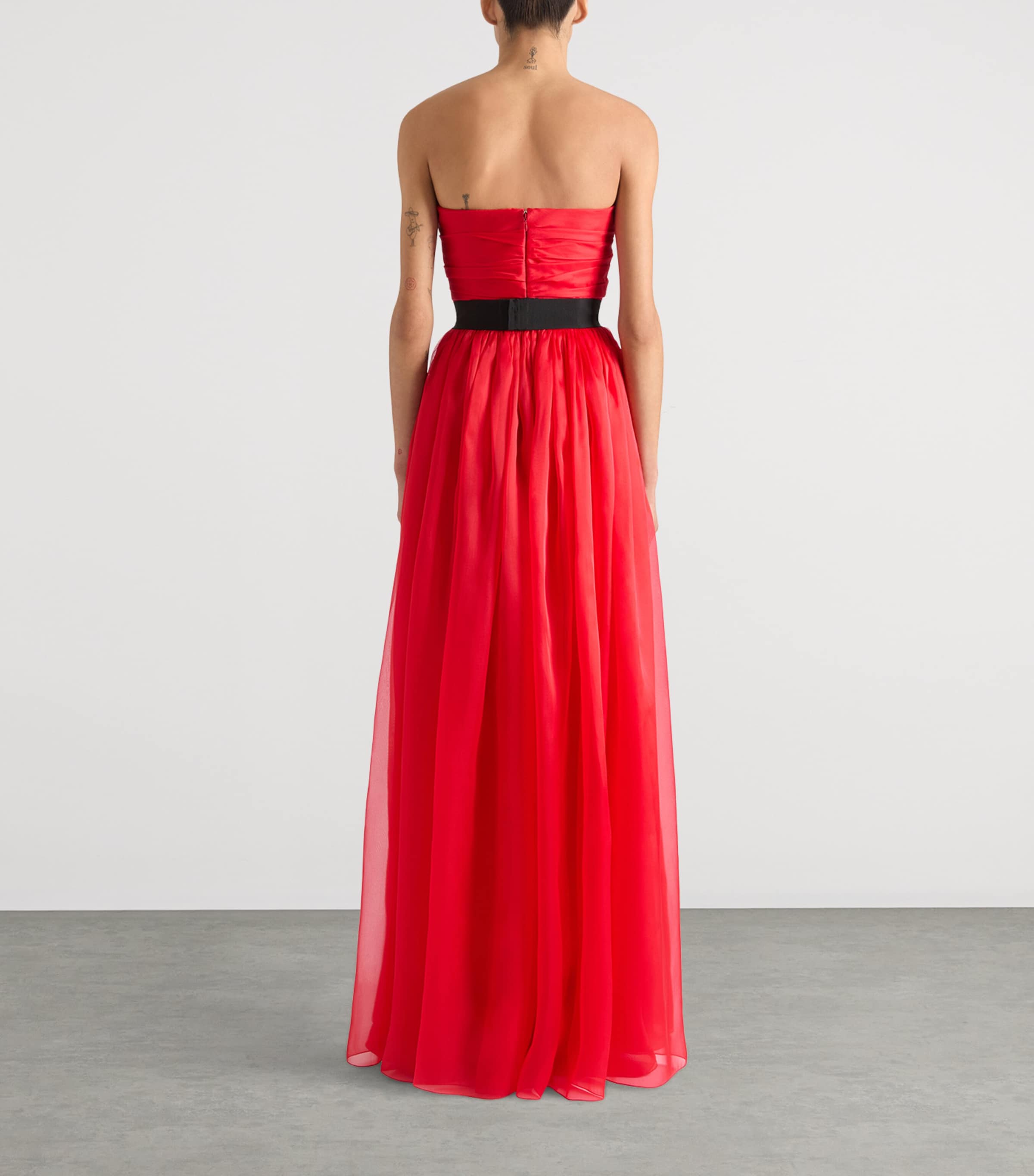 Silk Strapless Maxi Dress VERMILLON Image 4