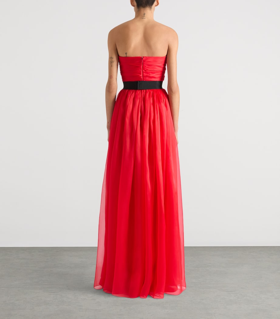 Silk Strapless Maxi Dress VERMILLON Image 4