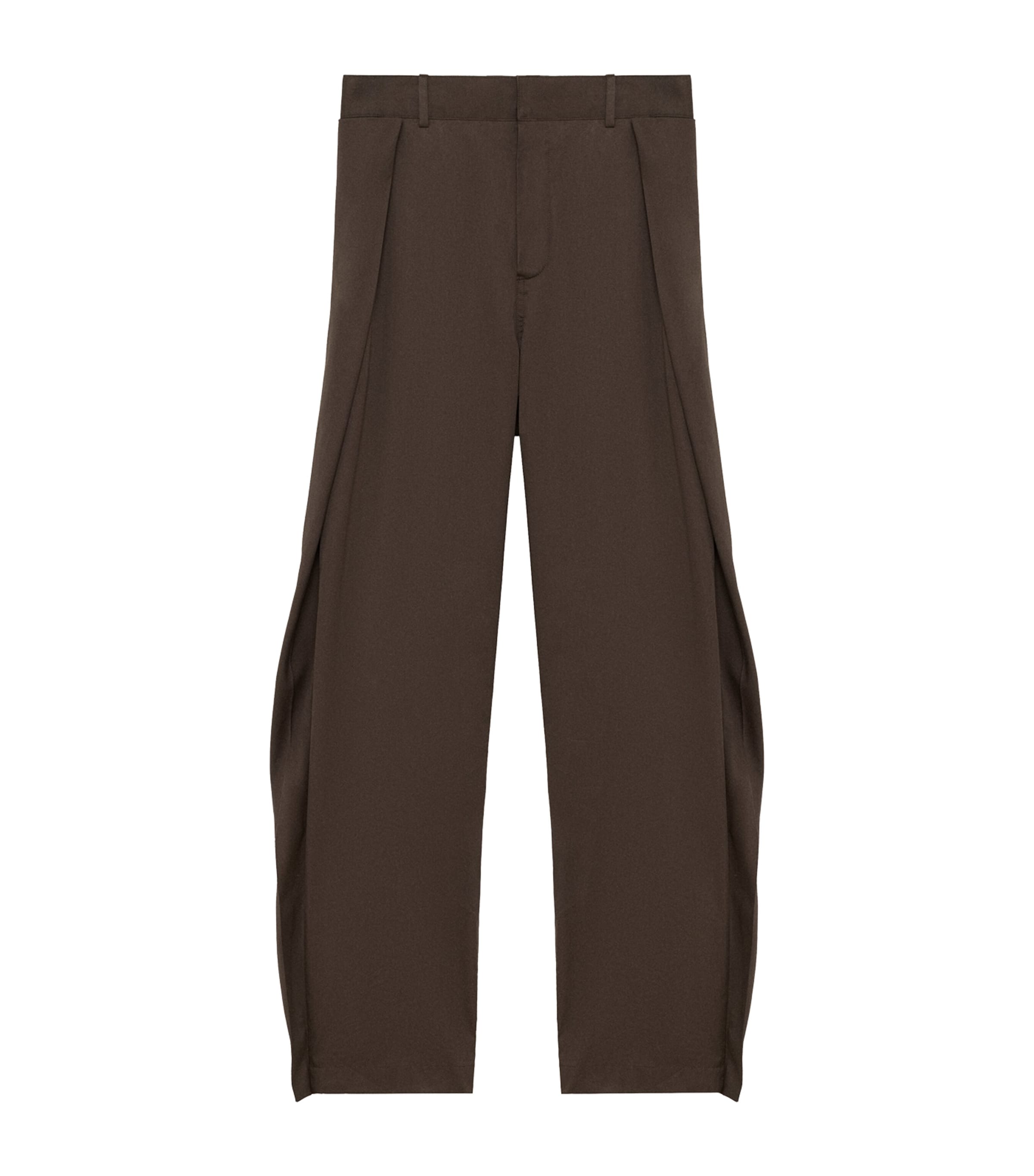 LOEWE Womens Cotton-Silk Layered Trousers Brown Image 1