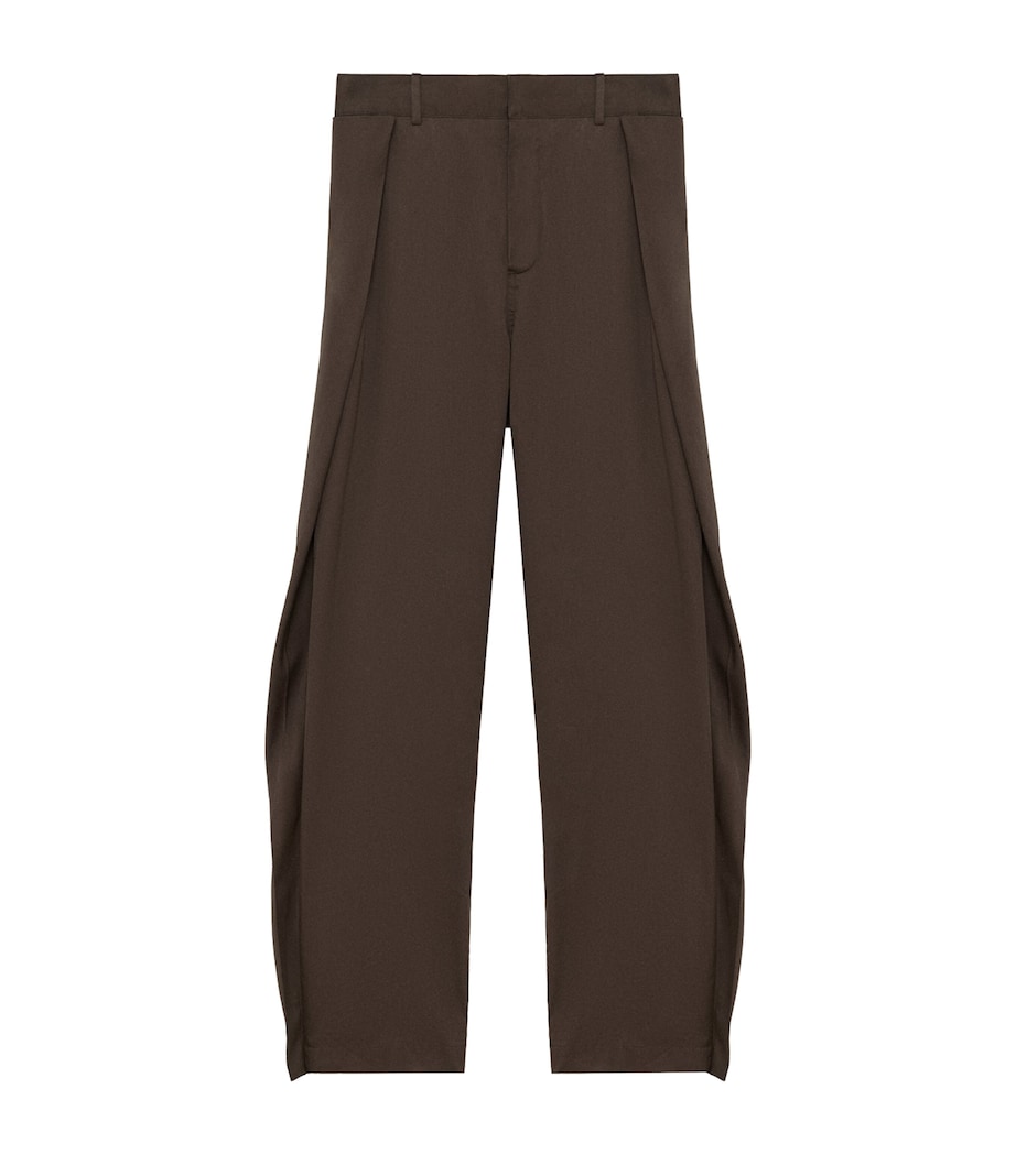 LOEWE Womens Cotton-Silk Layered Trousers Brown Image 1