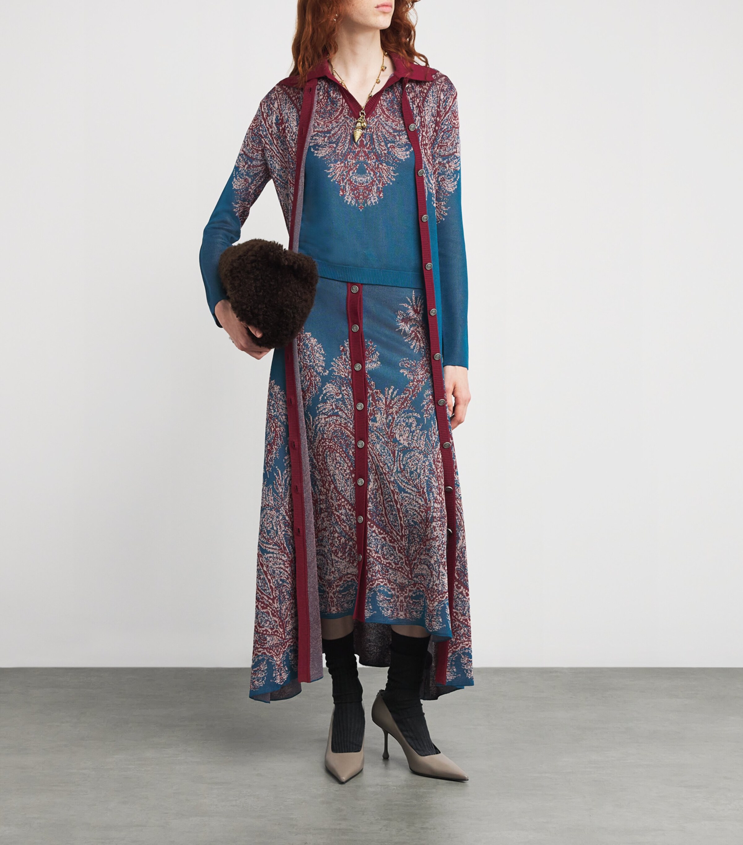 Etro Womens Jacquard Polo Sweater Image 2