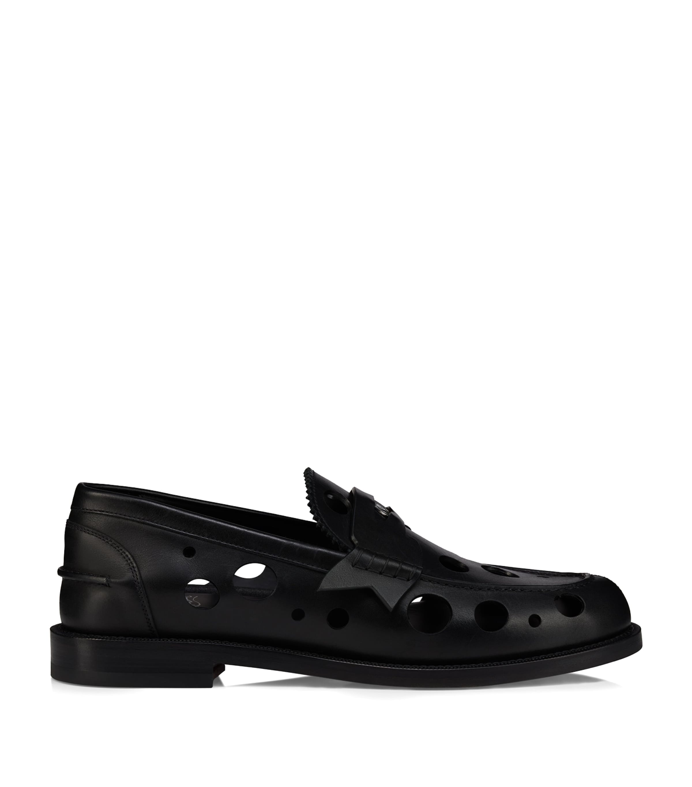 Christian Louboutin Black The Plato Dots Leather Loafers | Harrods US