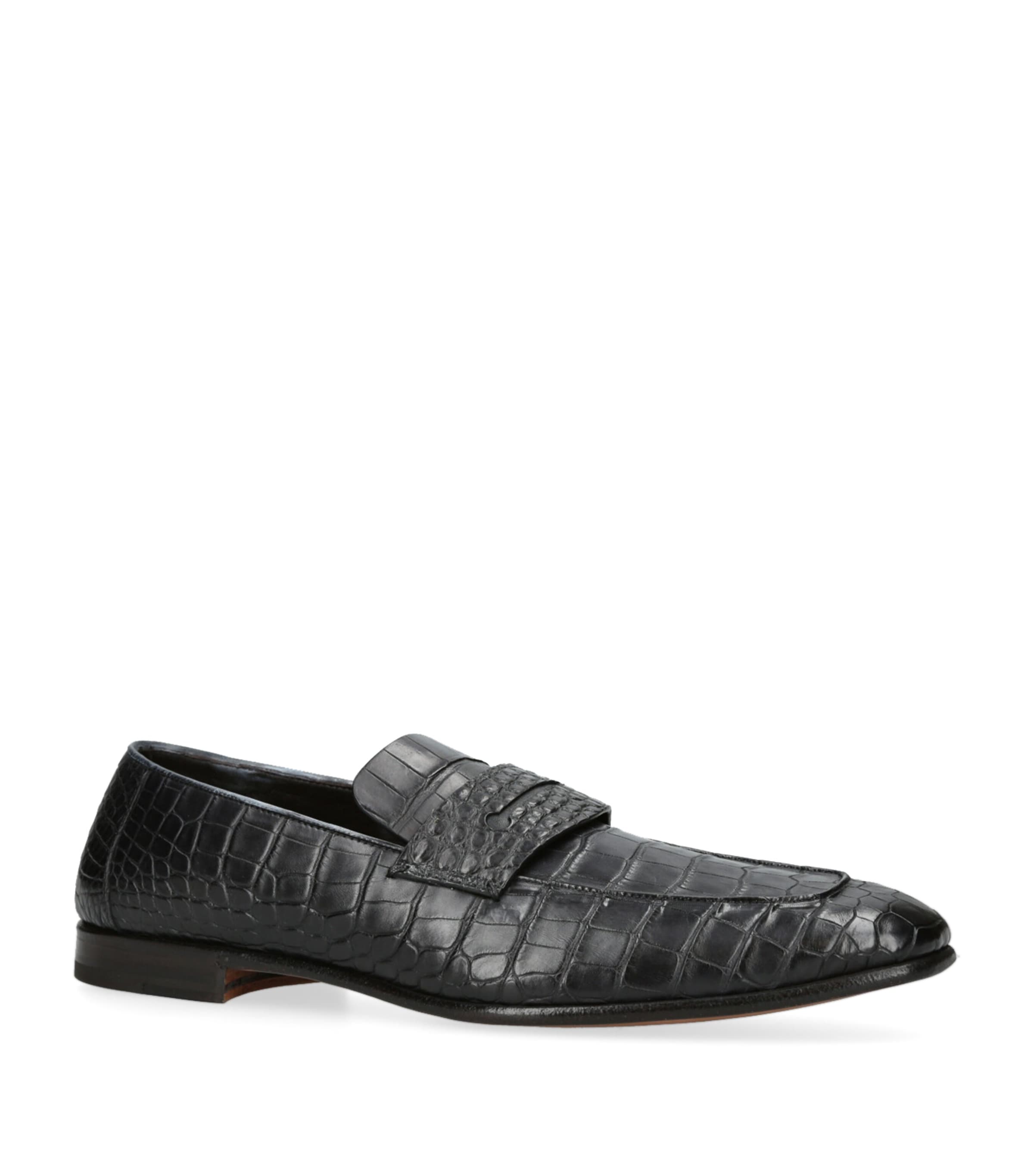 Crocodile Leather L'Asola Loafers BLACK Image 3