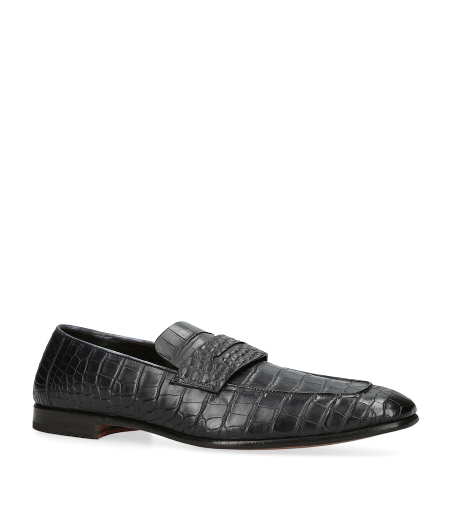 Crocodile Leather L'Asola Loafers BLACK Image 3