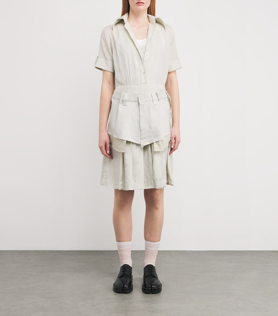 Maison Margiela Womens Layered Convertible Midi Dress Healing Aloe And Pearl Image 3