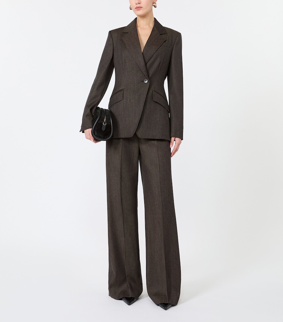 Max Mara Womens Wool Diagonal-Front Blazer Black Image 4