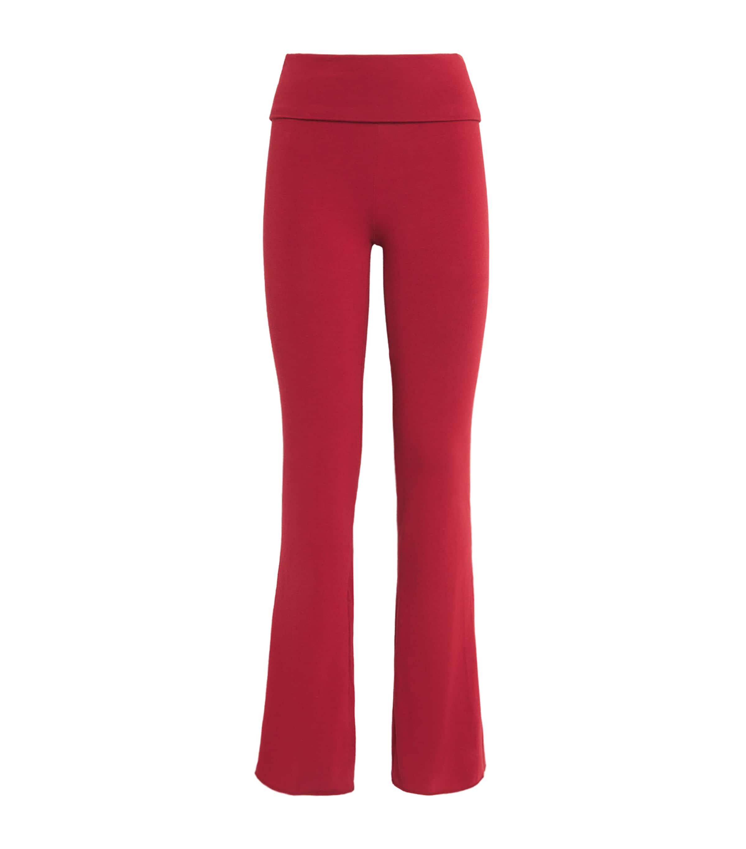 Skims Cotton-blend Jersey Foldover Trousers In Red