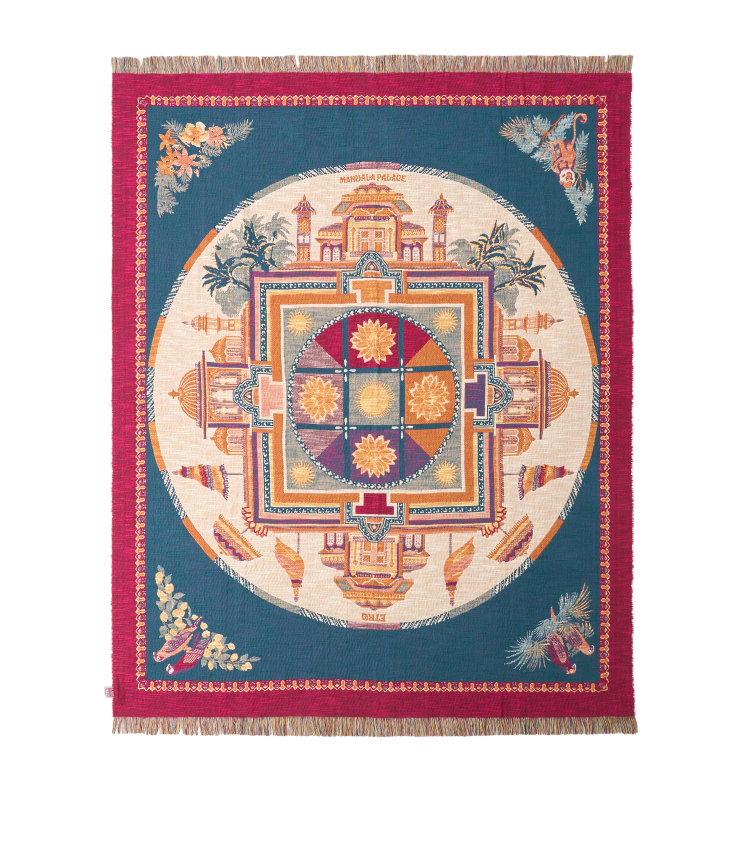 Etro Cotton Mandala Shanti Throw (140cm x 180cm) Petroleum Blue Image 1