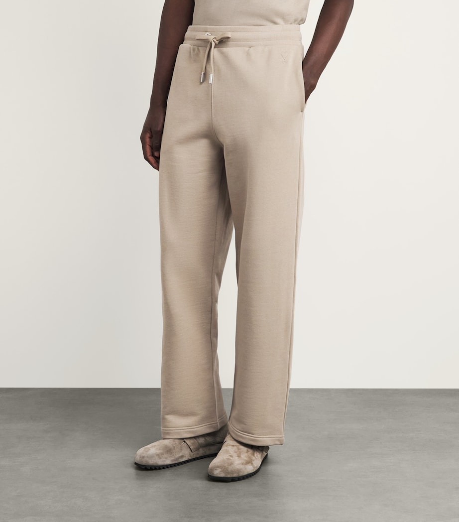 AMI Paris Mens Cotton Ami de Coeur Sweatpants Beige Taupe Image 4