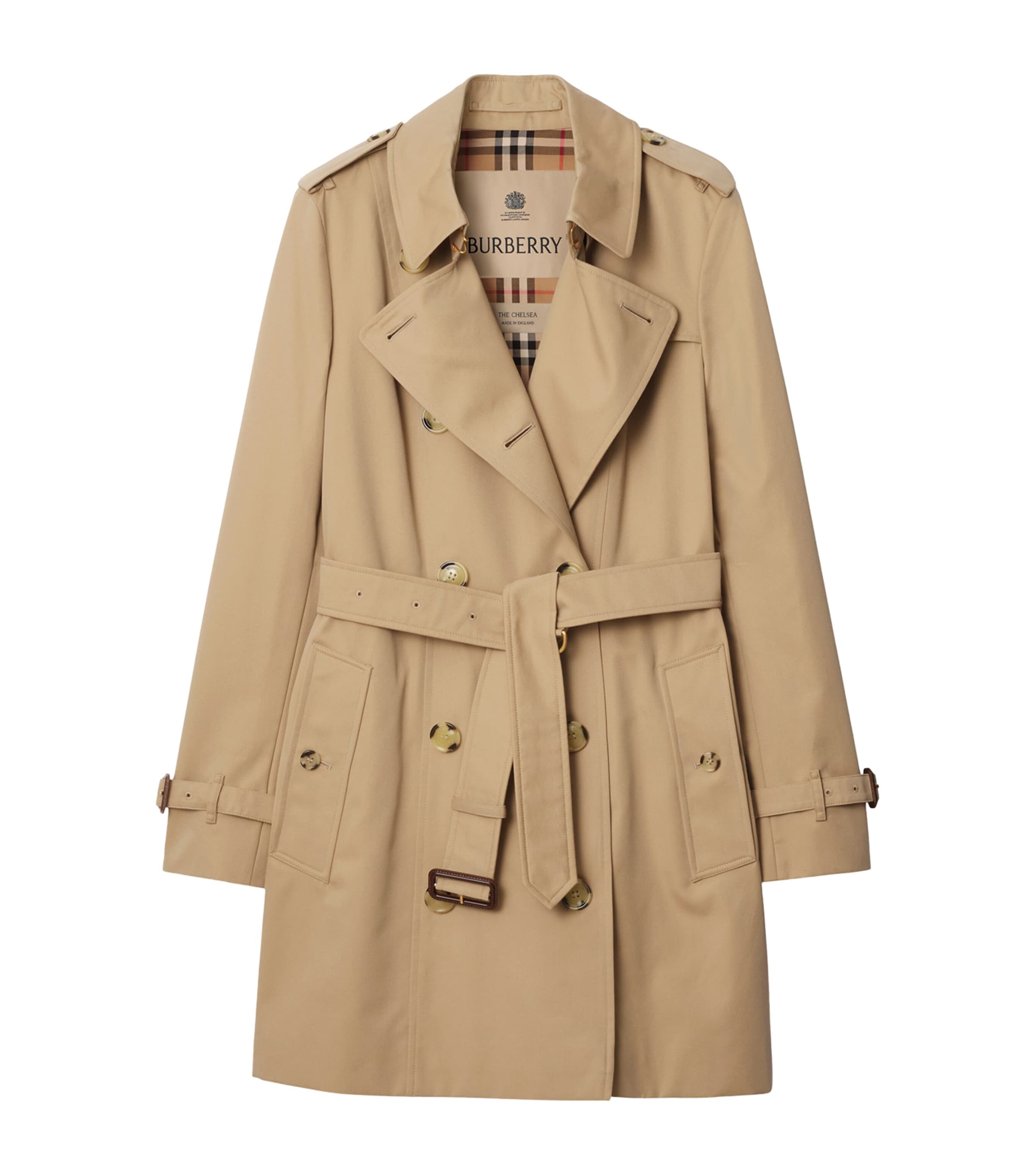 Burberry Gabardine Short Kensington Heritage Trench Coat In Multi