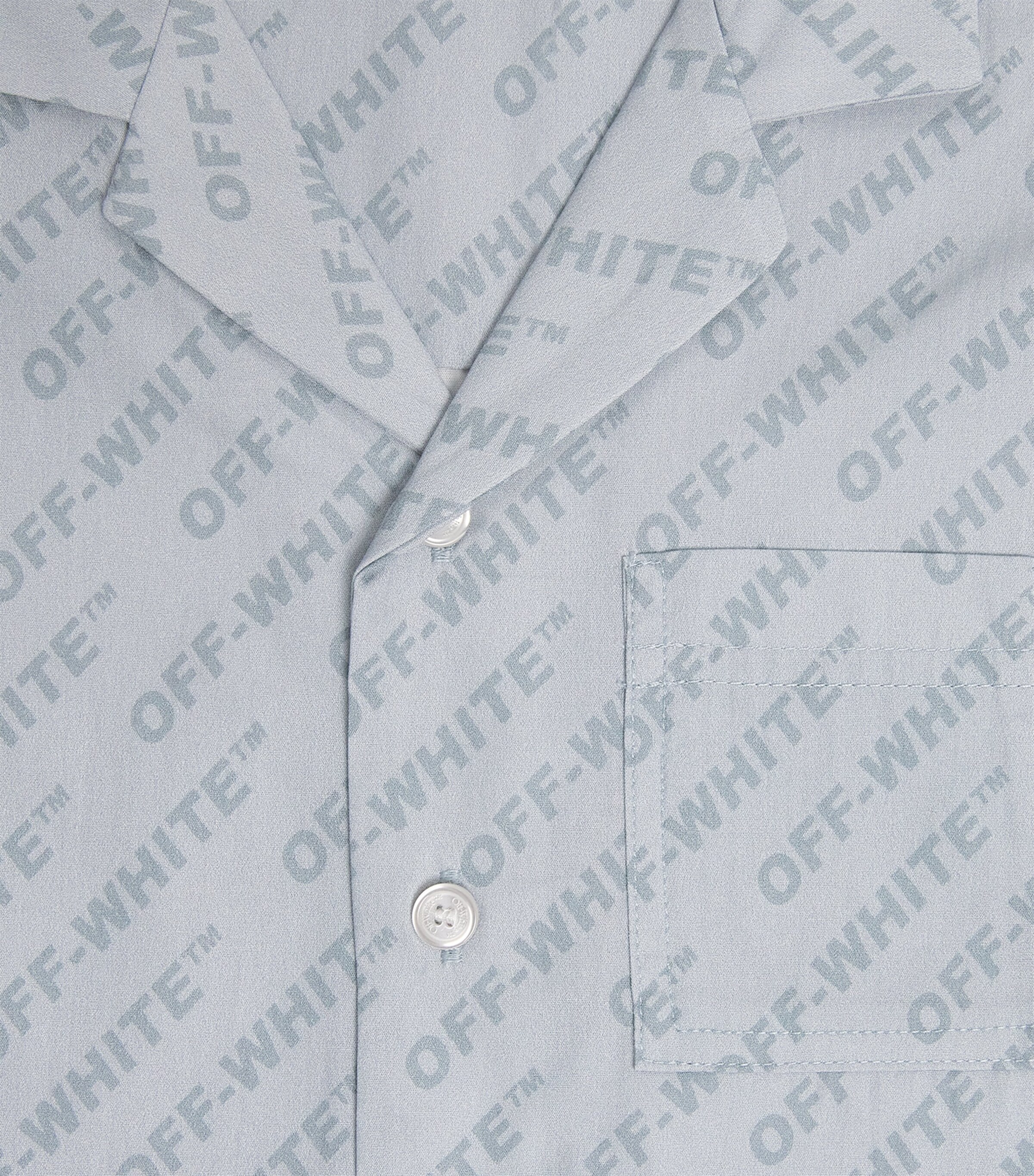 Off-White Kids Logo Bowling Shirt (4-12+ Years) Dusty Blue Image 4