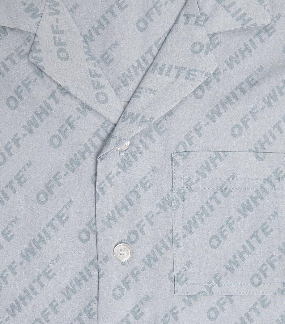 Off-White Kids Logo Bowling Shirt (4-12+ Years) Dusty Blue Image 4