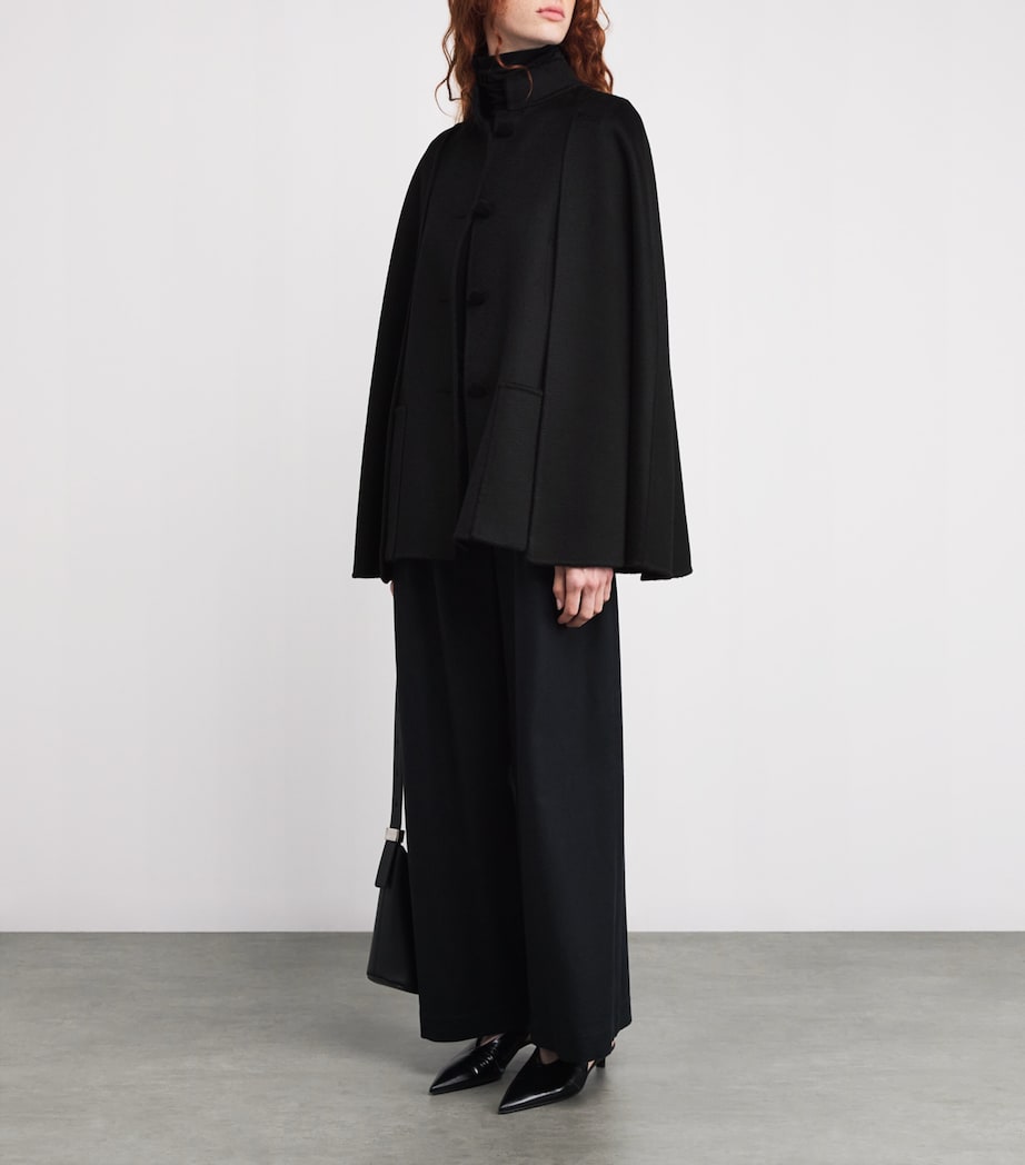 Double Cashmere Cape Coat 0091 BLACK Image 2