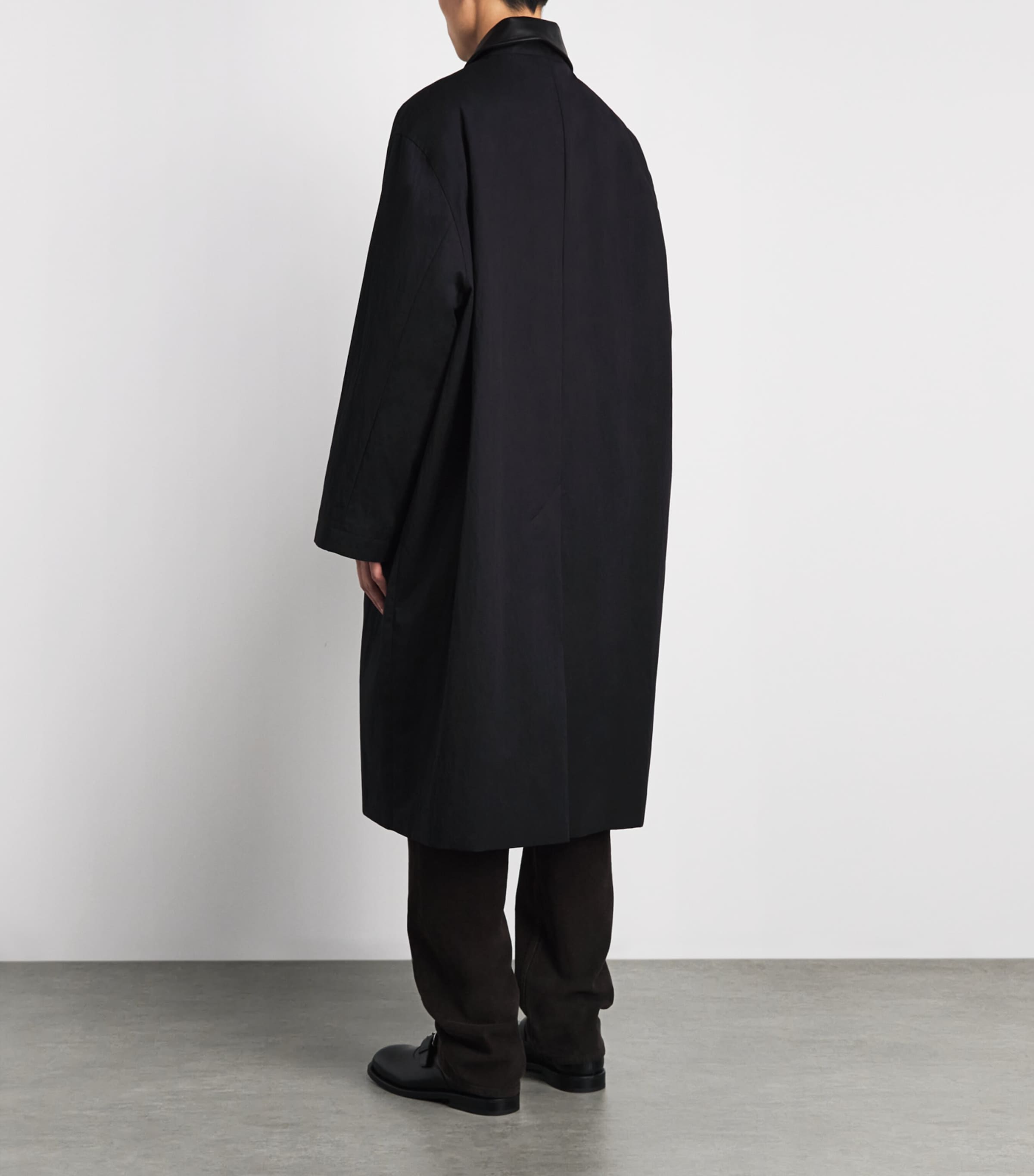 Studio Nicholson Mens Revere Oversized Trench Coat Darkest Navy Image 5