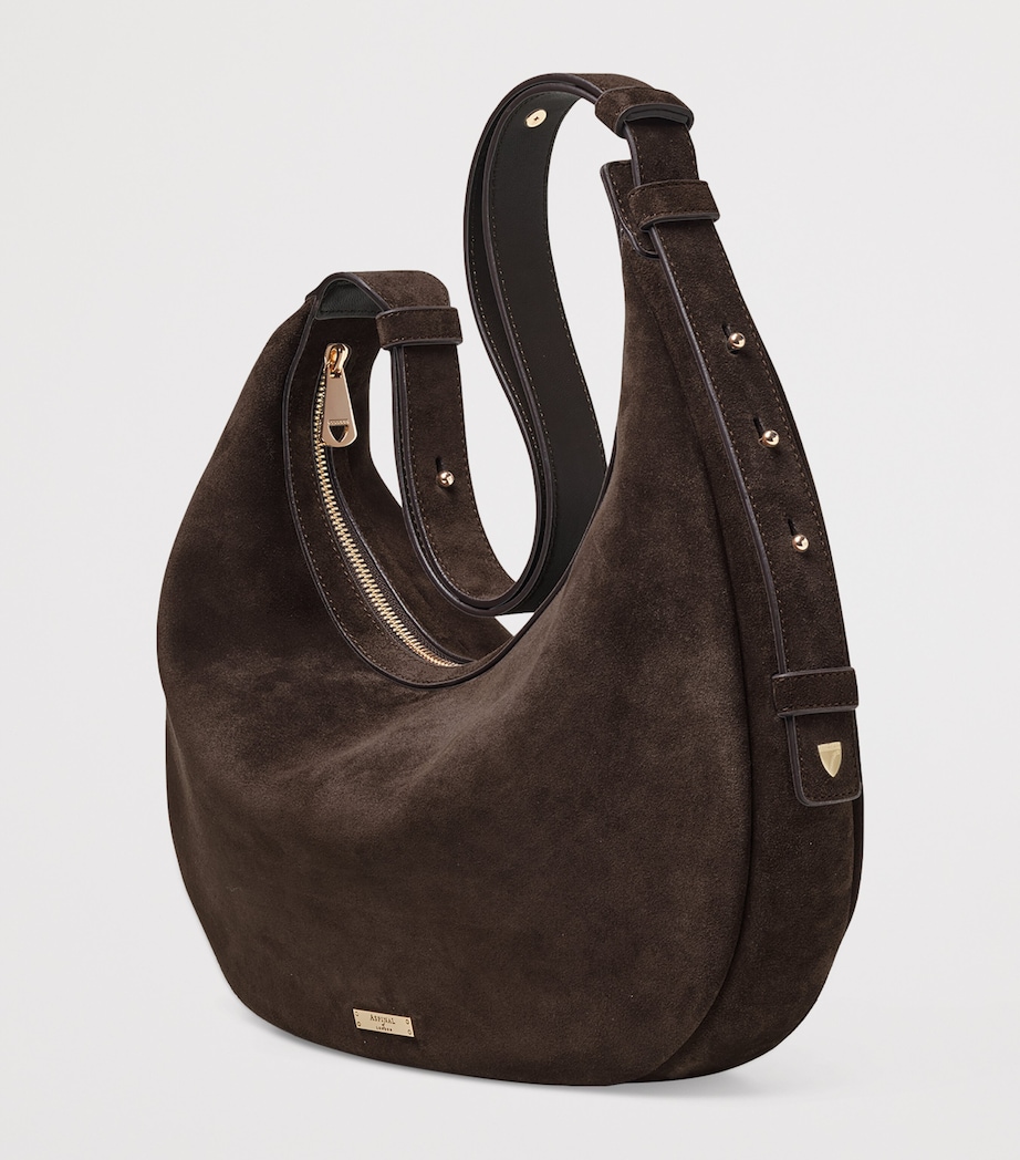 Suede Hudson Crescent Cross-Body Bag CHOCOLATE Image 3