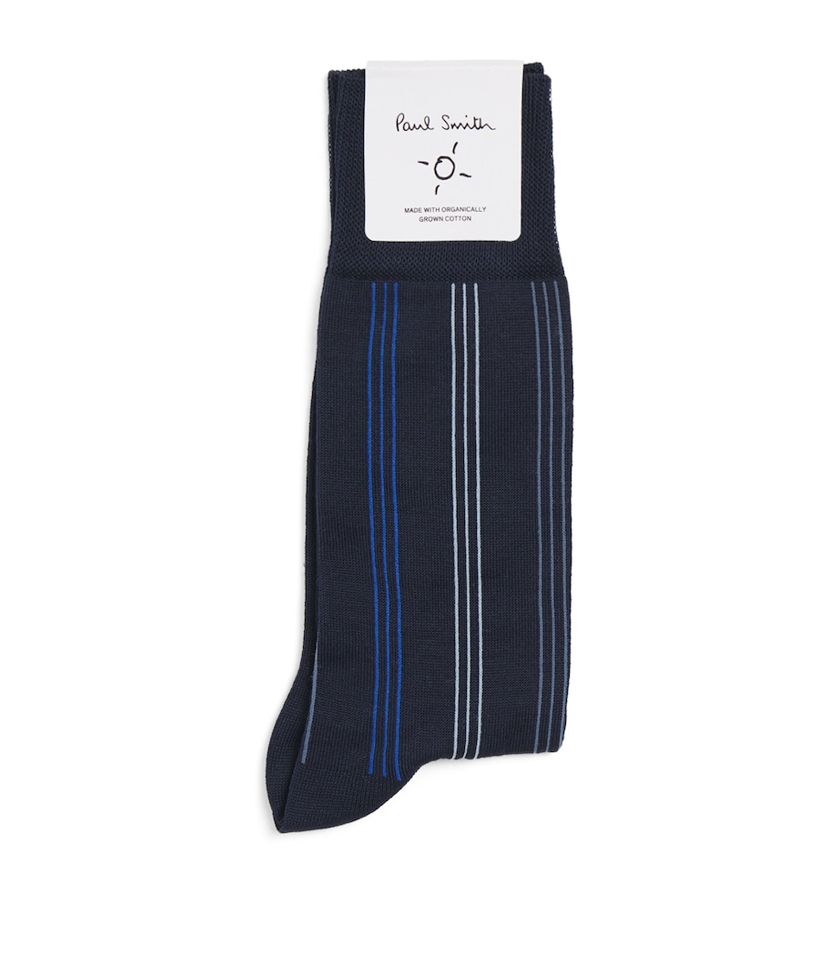 Cotton-Blend Jimini Stripe Socks BLUE Image 1