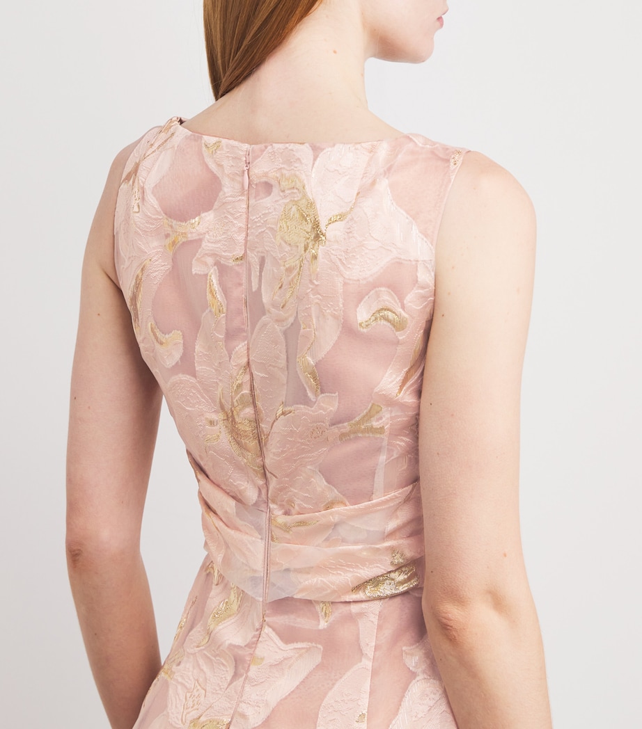 Talbot Runhof Womens Embroidered Floral Gown Marble Image 4