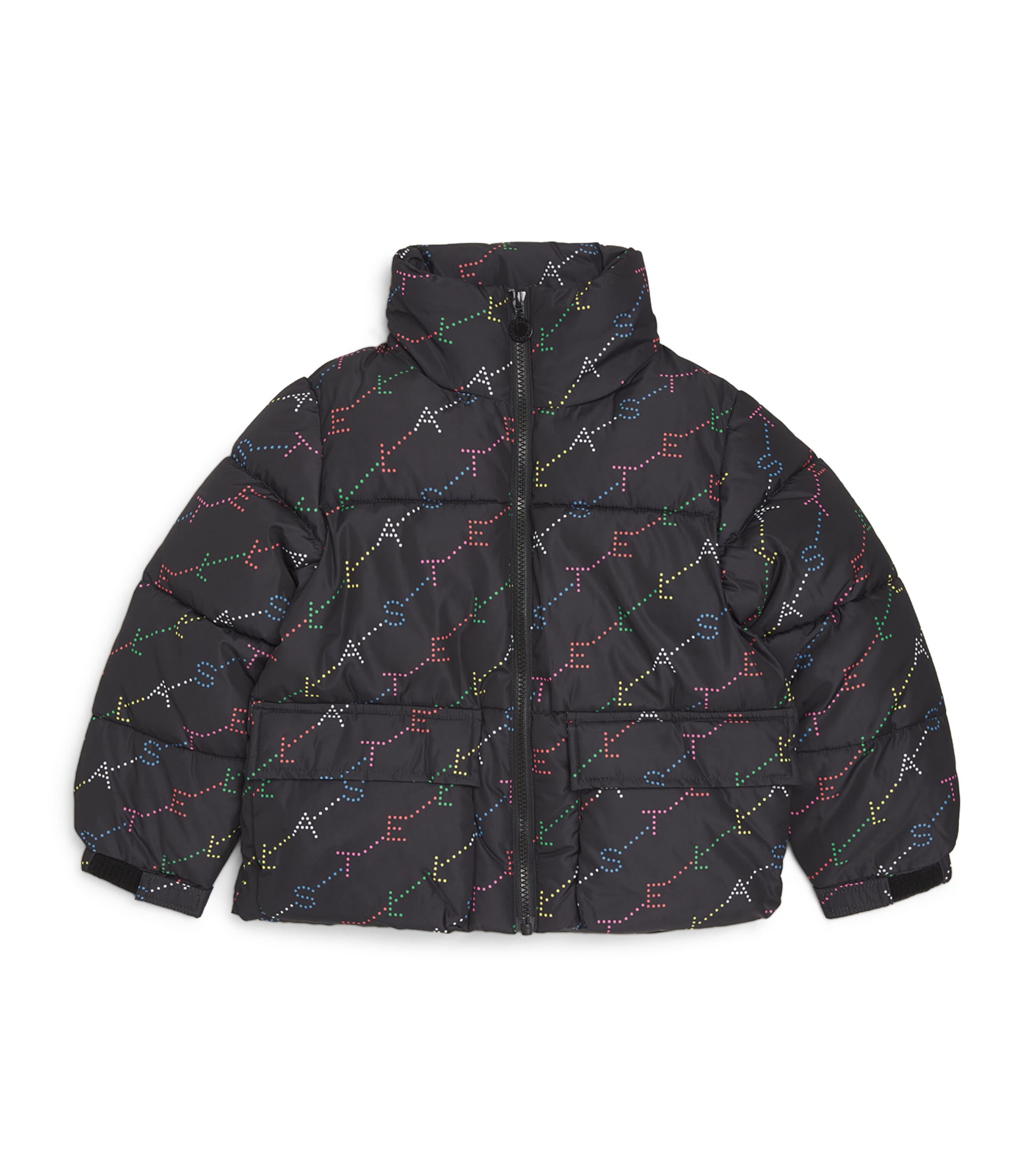 Stella Mccartney Kids' Logo Print Puffer Coat In Gray