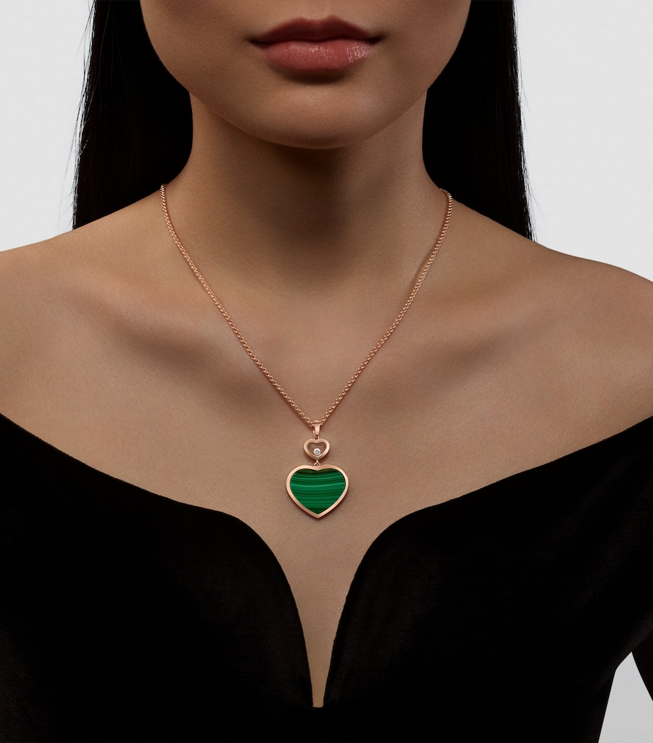Chopard Rose Gold, Diamond and Malachite Happy Hearts Pendant Necklace Rose Gold Image 6