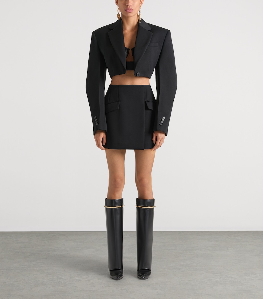 Leather Shark Knee-High Boots 95 BLACK Image 2