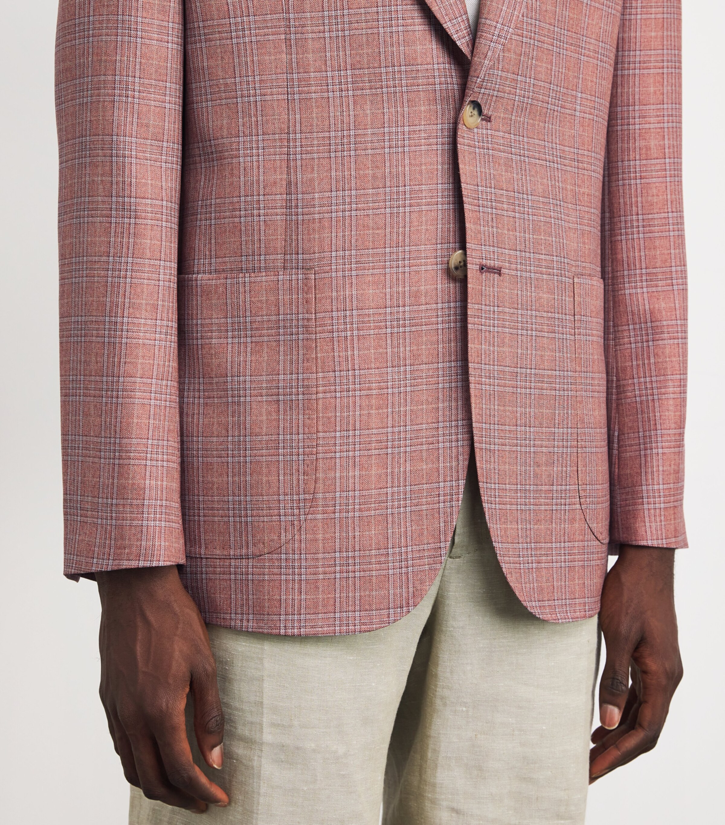 Wool Check Blazer 24_CORAL RED Image 6
