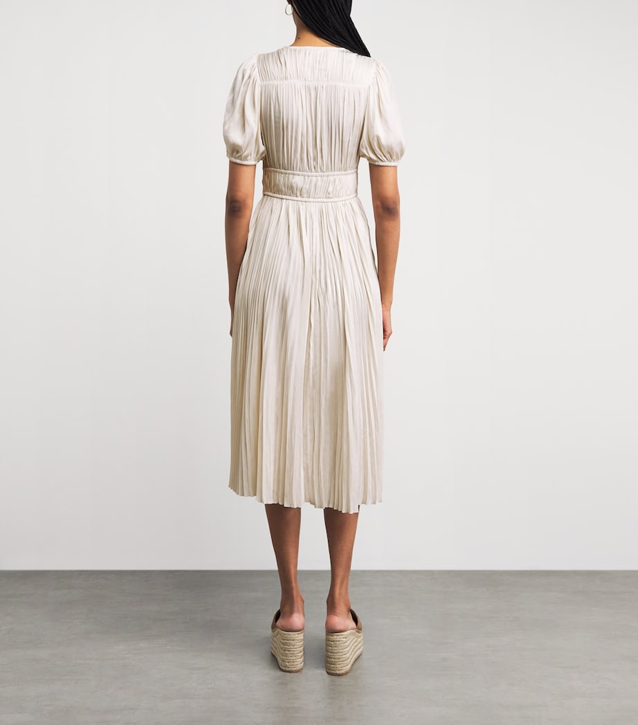 Ulla Johnson Womens Satin Puff-Sleeve Audra Midi Dress Cowrie Image 4