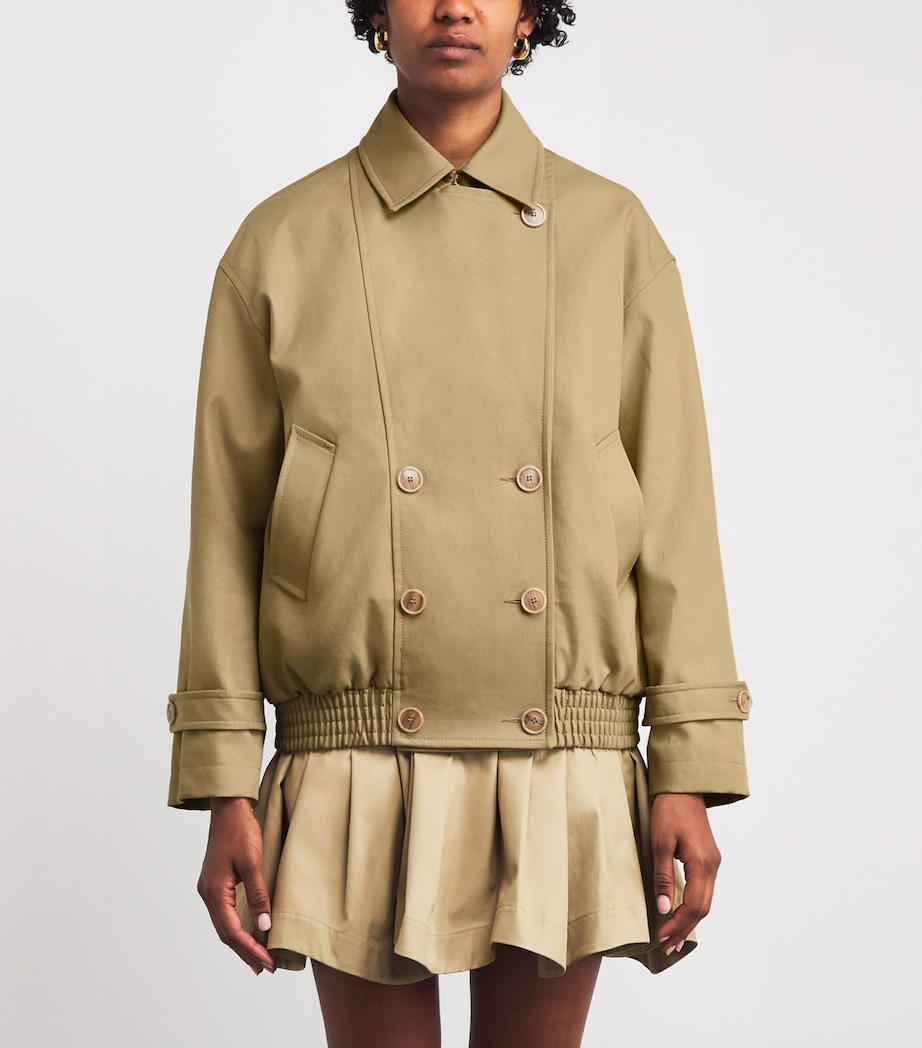 Cotton Oversized Short Trench Coat BEIGE Image 3