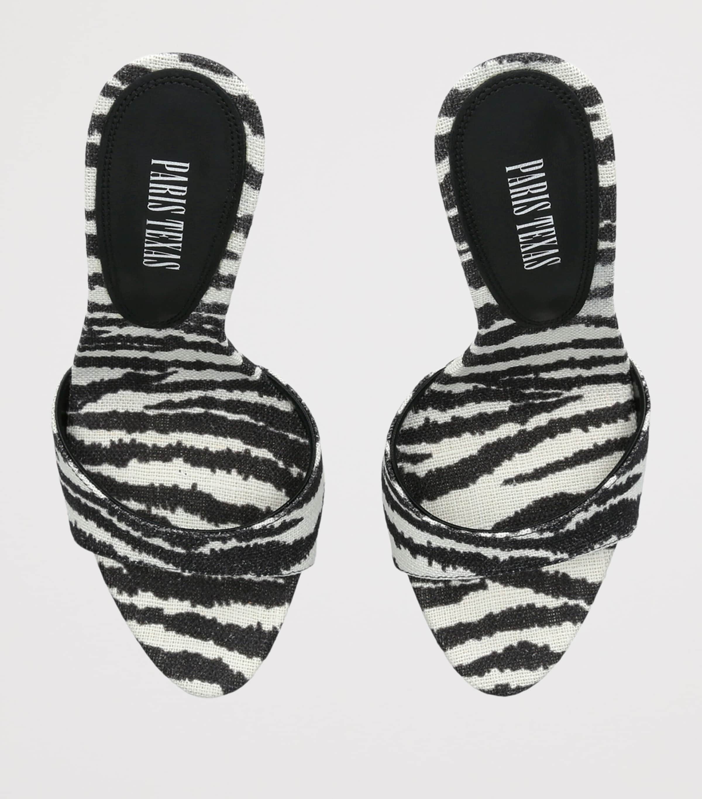 Paris Texas Canvas Zebra Lidia Mules 105 White/blk Image 4