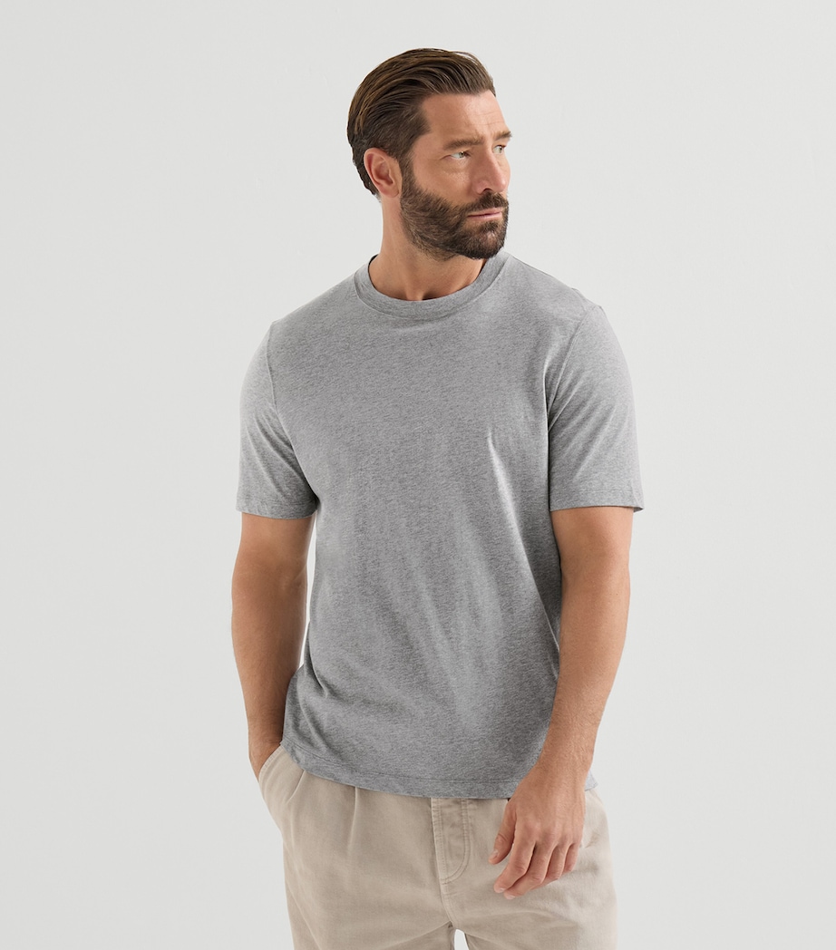 Brunello Cucinelli Mens Cotton Crew-Neck T-Shirt Grey Image 4