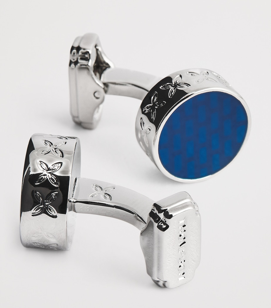 Enamel-Detail Thompson Brick Cufflinks BLUE Image 5