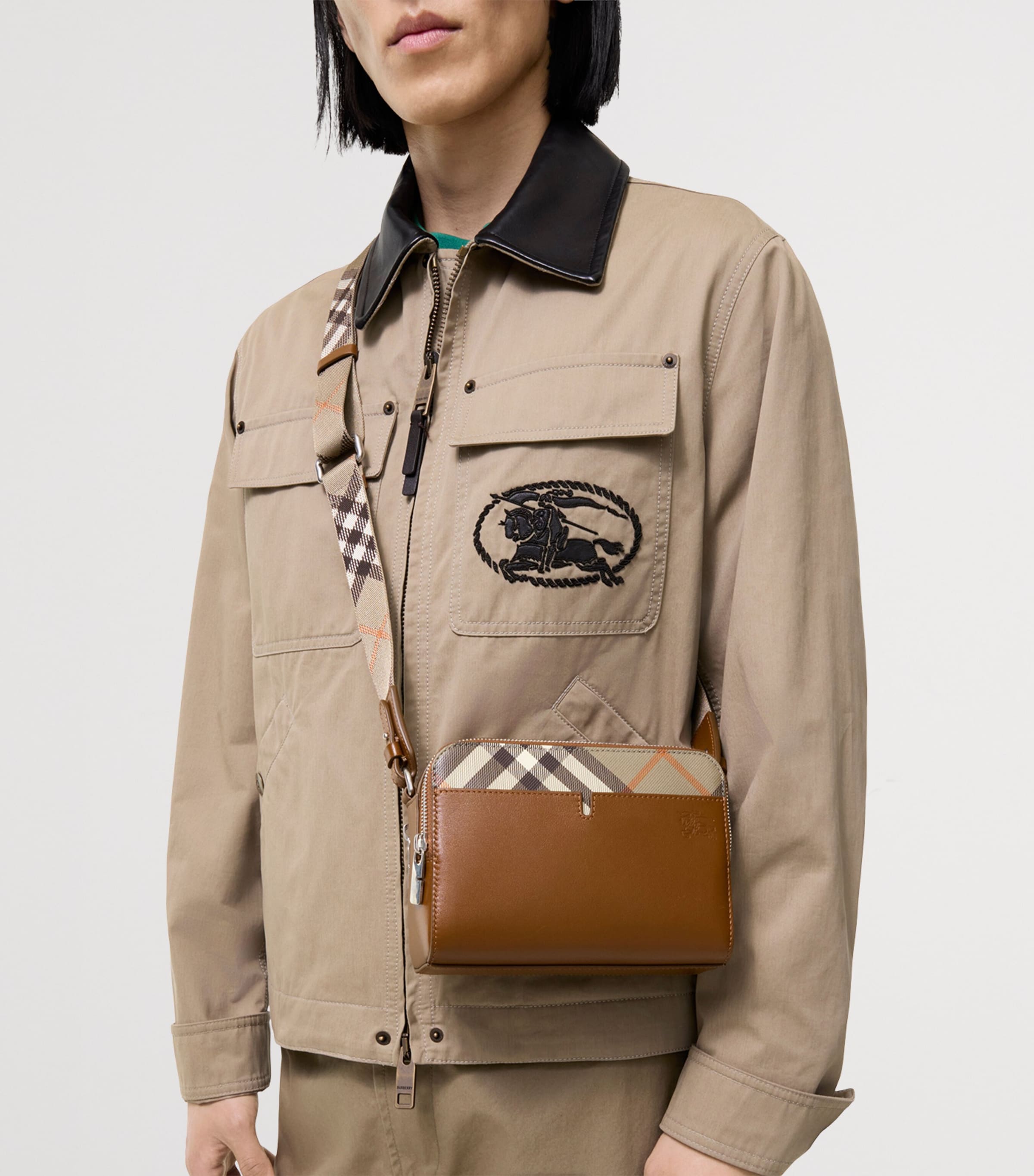 Burberry Leather Check Pop Cross-Body Bag Finch Brown/hazel Image 2