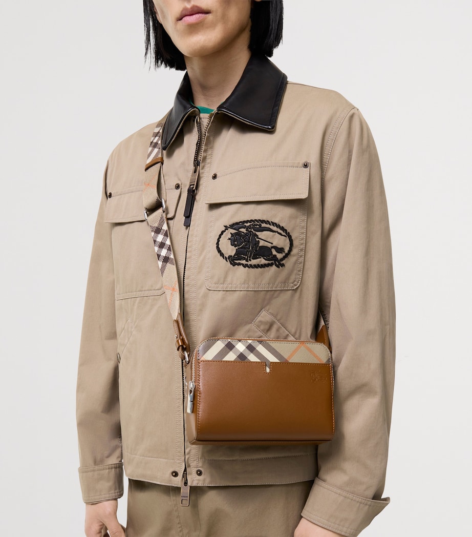 Burberry Leather Check Pop Cross-Body Bag Finch Brown/hazel Image 2