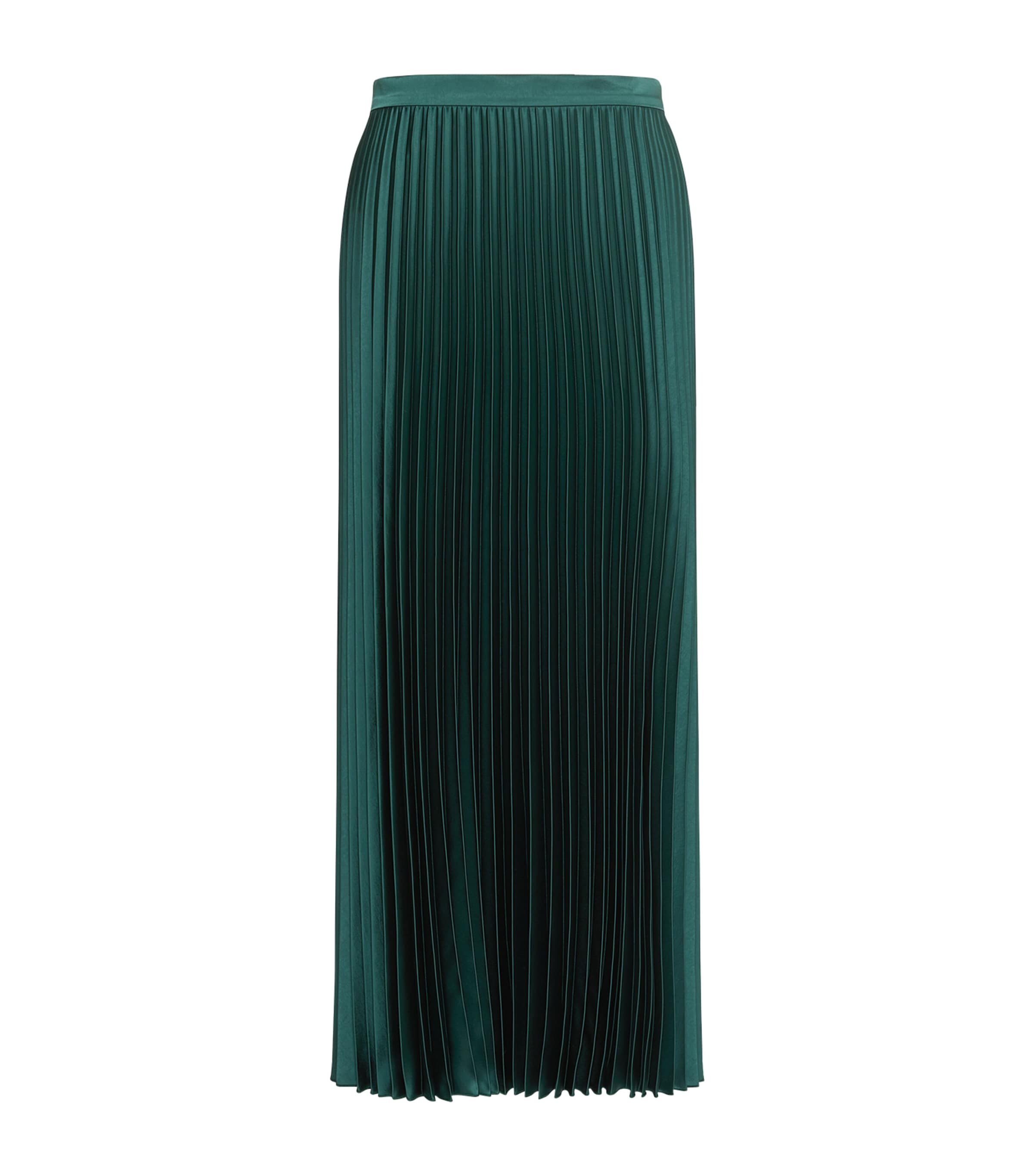 Weekend Max Mara Womens Satin Pleated Maxi Skirt Dark Green Image 1