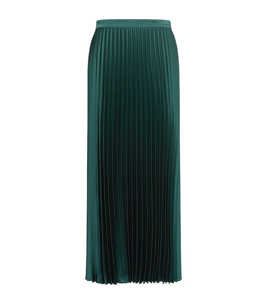 Weekend Max Mara Womens Satin Pleated Maxi Skirt Dark Green Image 1