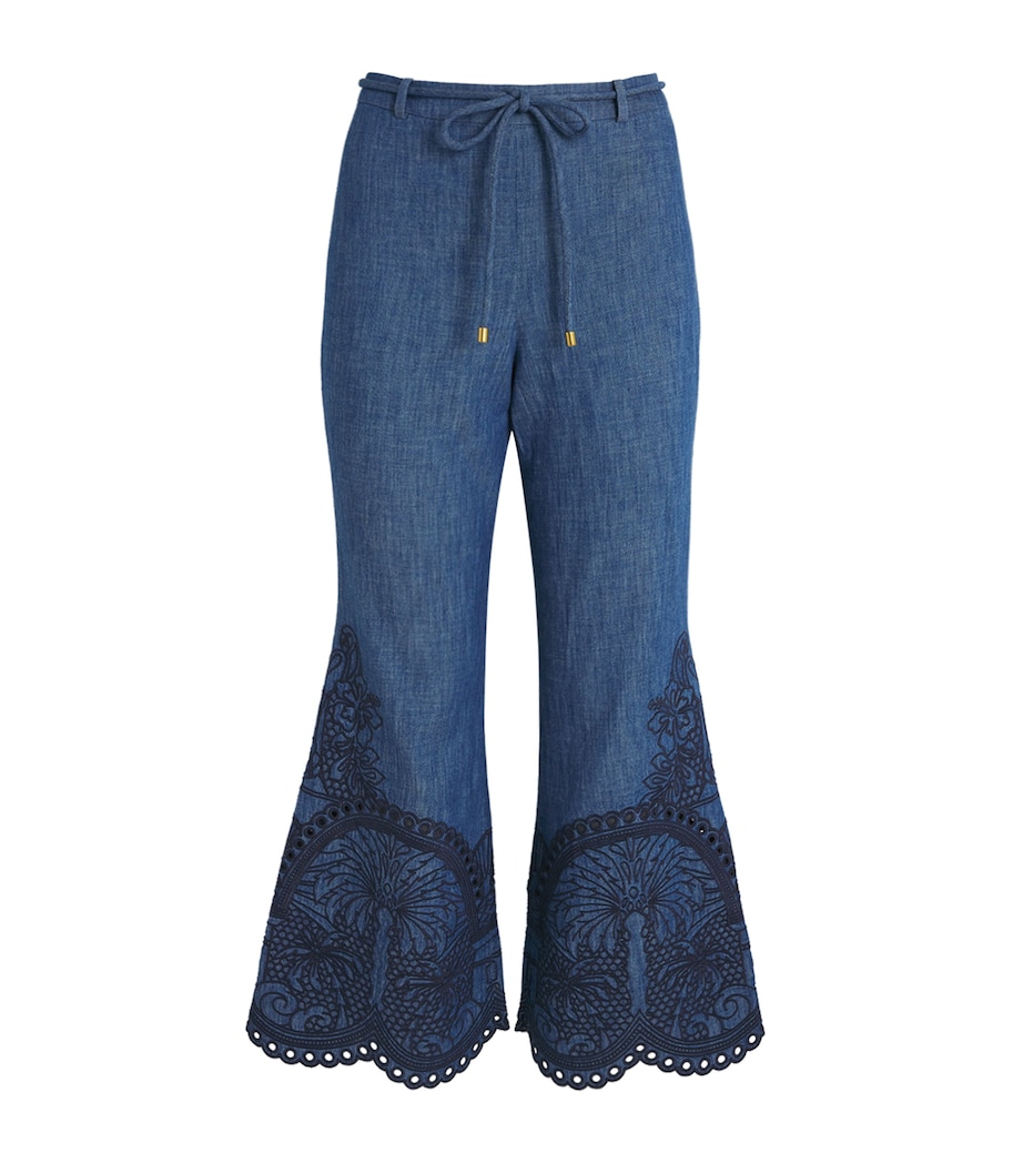 Denim Coco Flared Trousers RWBLU RAILWAY BLUE Image 1