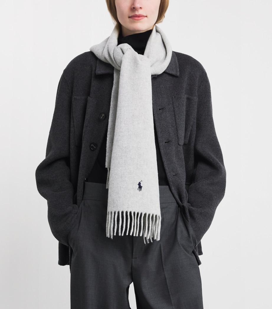 Polo Ralph Lauren Wool Polo Pony Scarf Grey Image 2