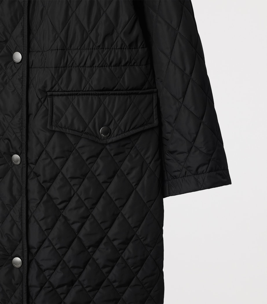 Nylon Quilted Hooded Parka BLACK Image 5