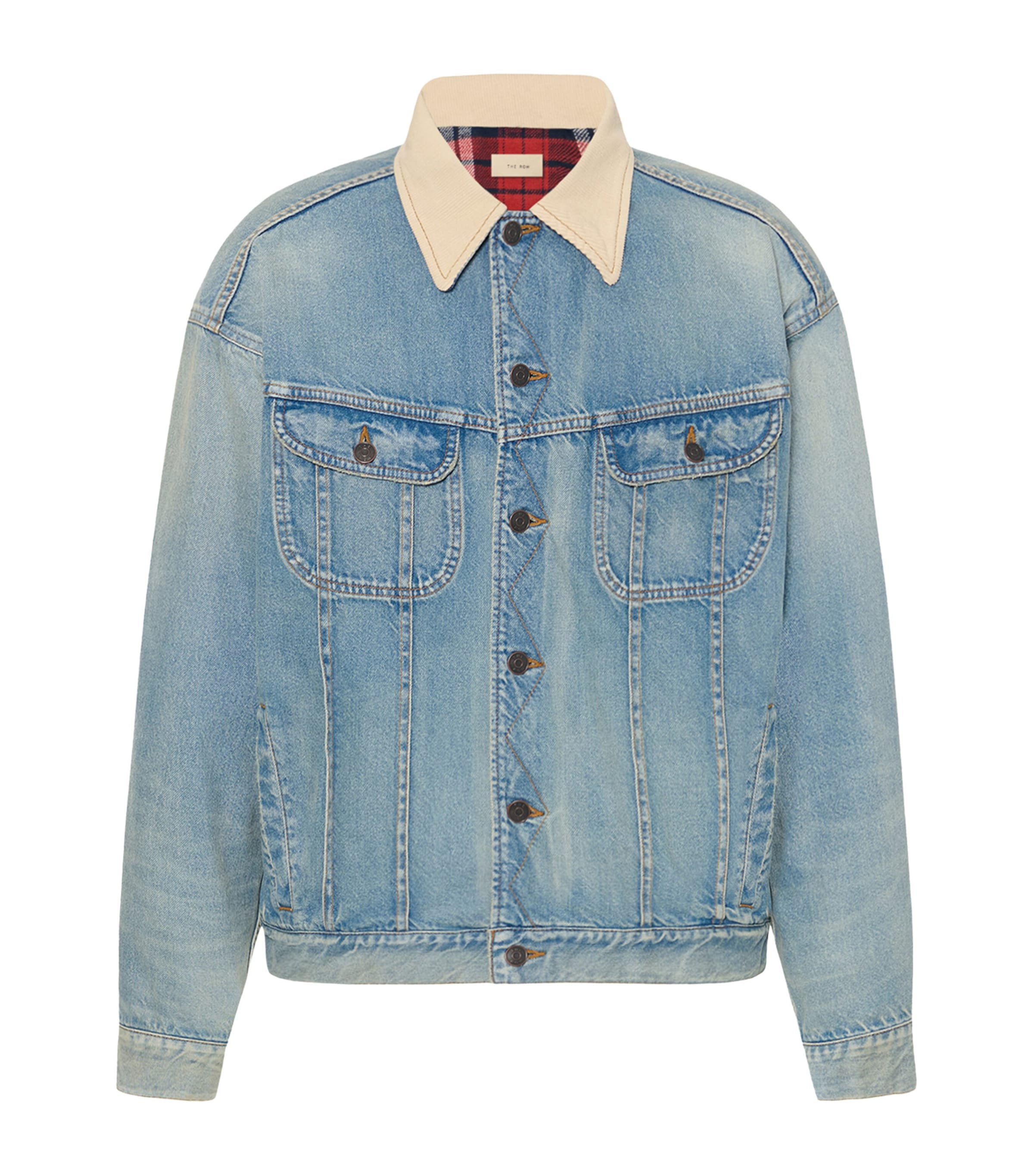 The Row Joret Corduroy-trim Denim Jacket In Blue