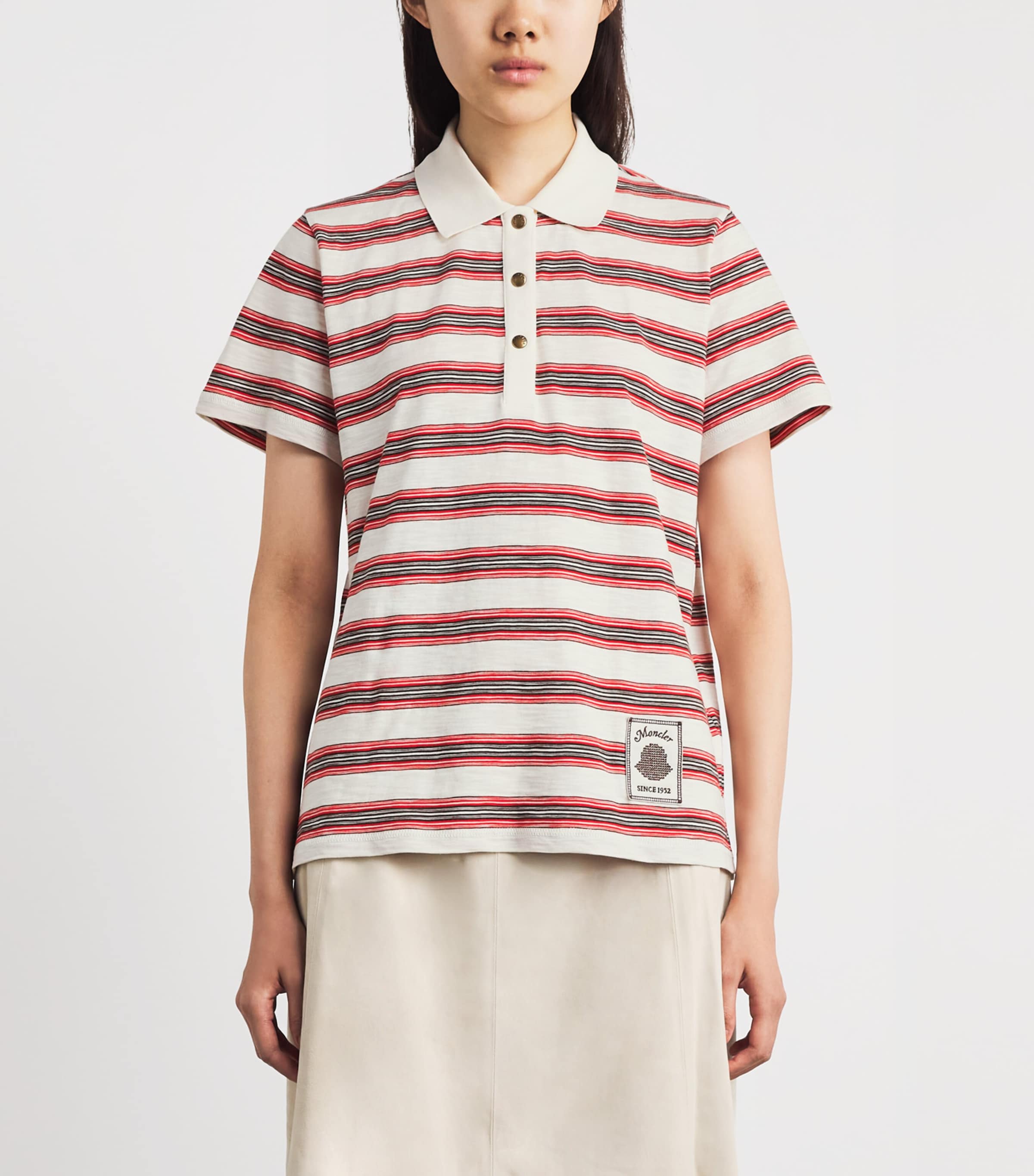 Moncler Womens Cotton Stripe Polo Shirt Image 4