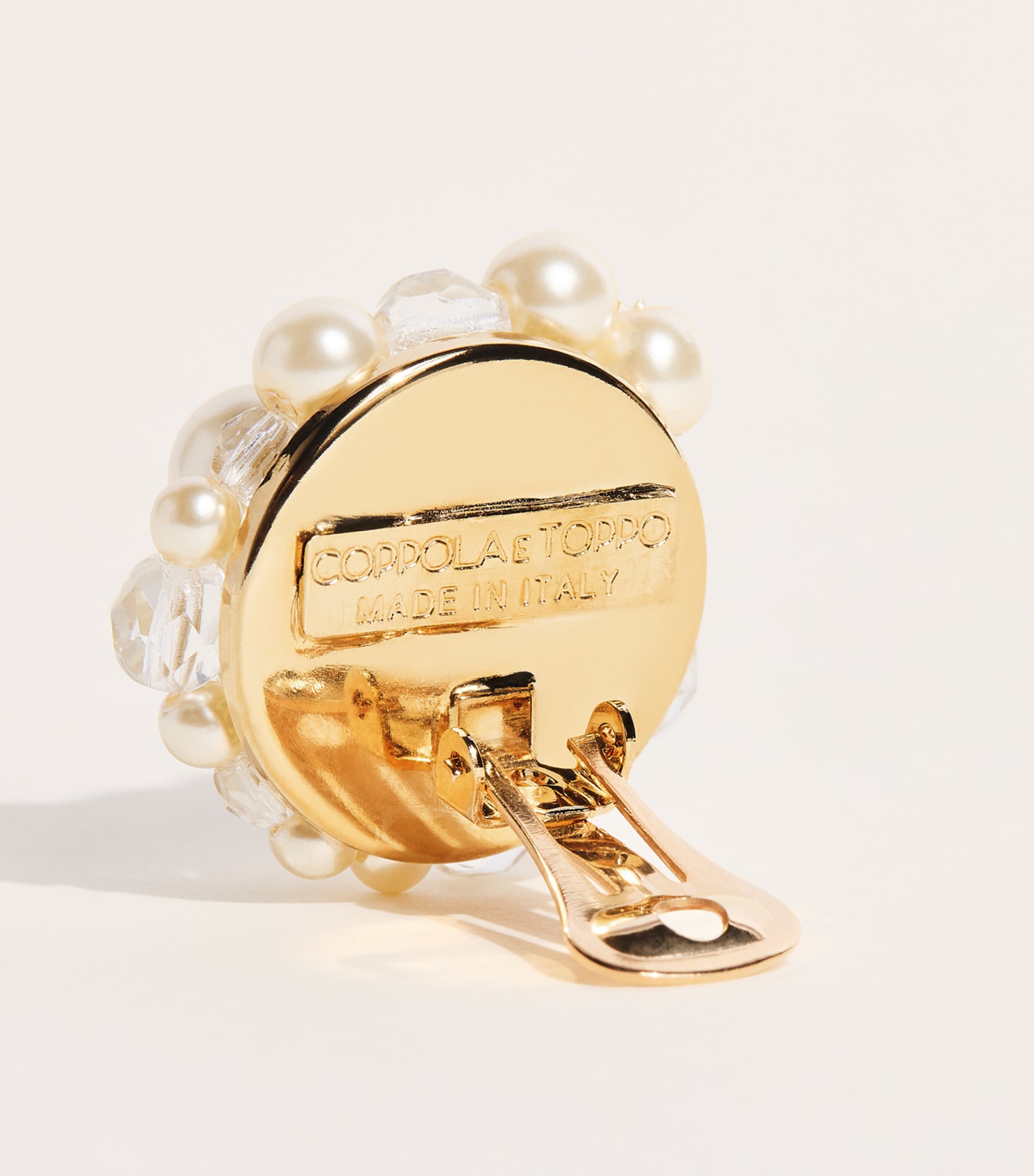 Coppola e Toppo Gold-Plated Pasticcino Clip-On Earrings White Image 4