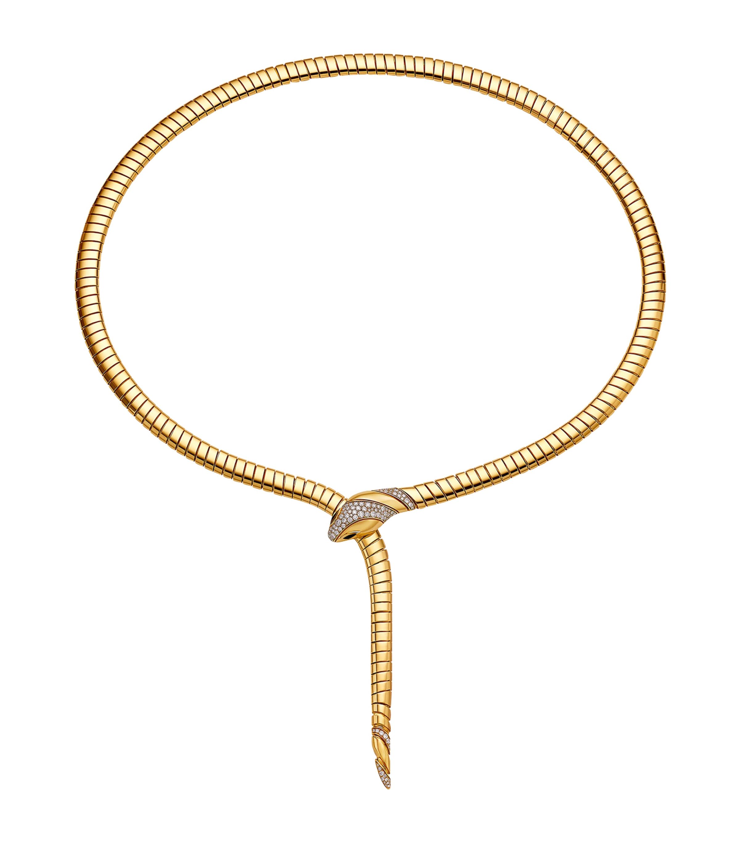 Bvlgari Yellow Gold and Diamond Serpenti Tubogas Necklace Harrods AU